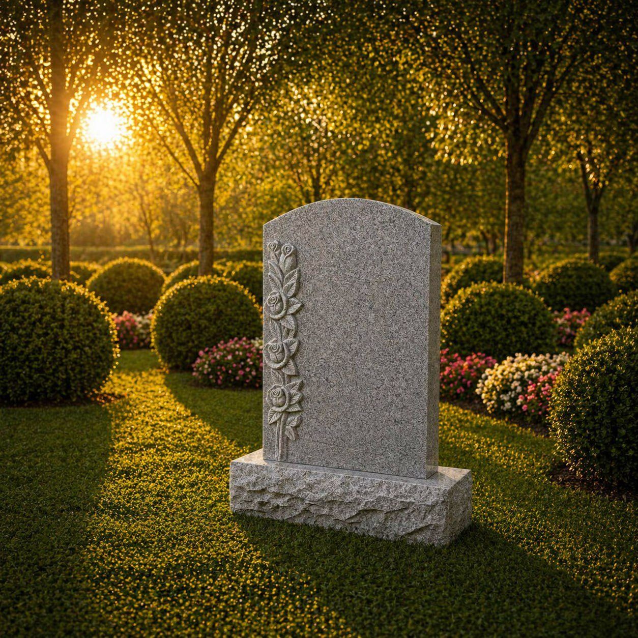Classic Upright Headstone with Floral Detail 16 x 3 x 22
