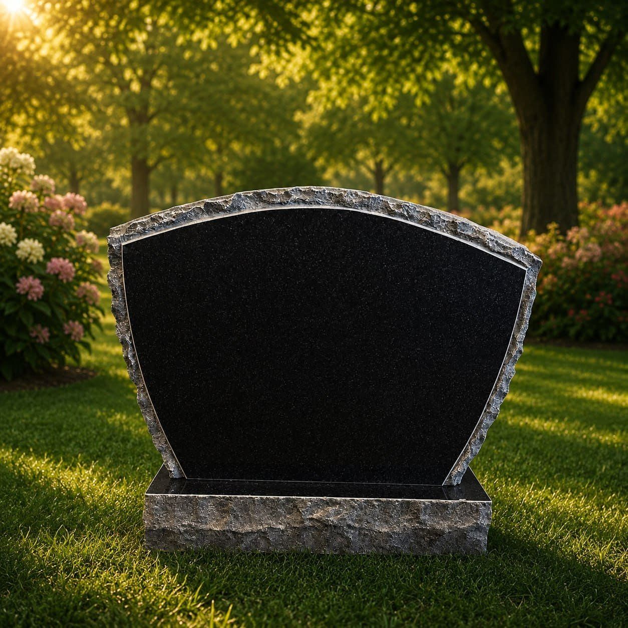 Curved-Top Rock-Edge Upright Headstone