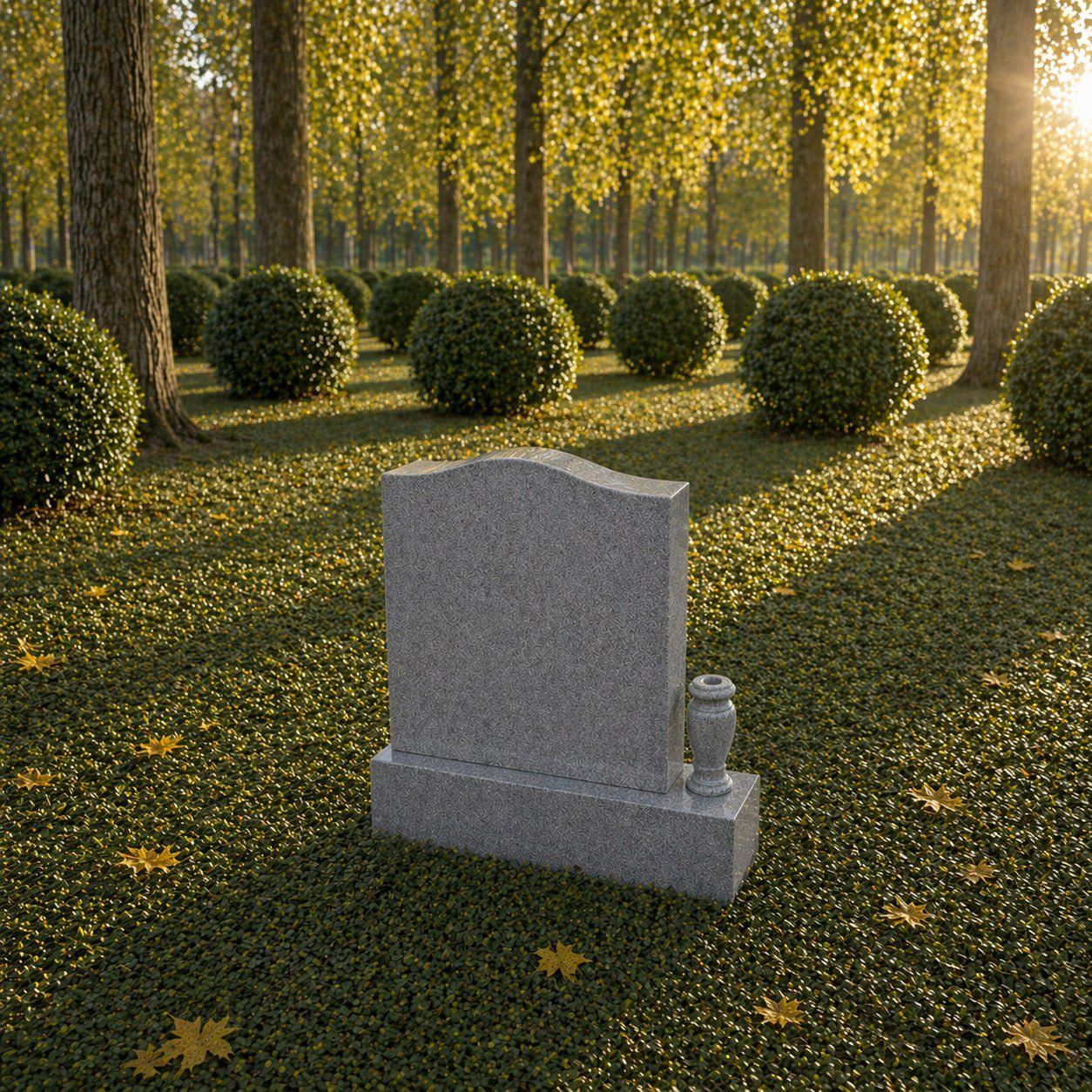 Serpentine Upright Granite Headstone with Vase
