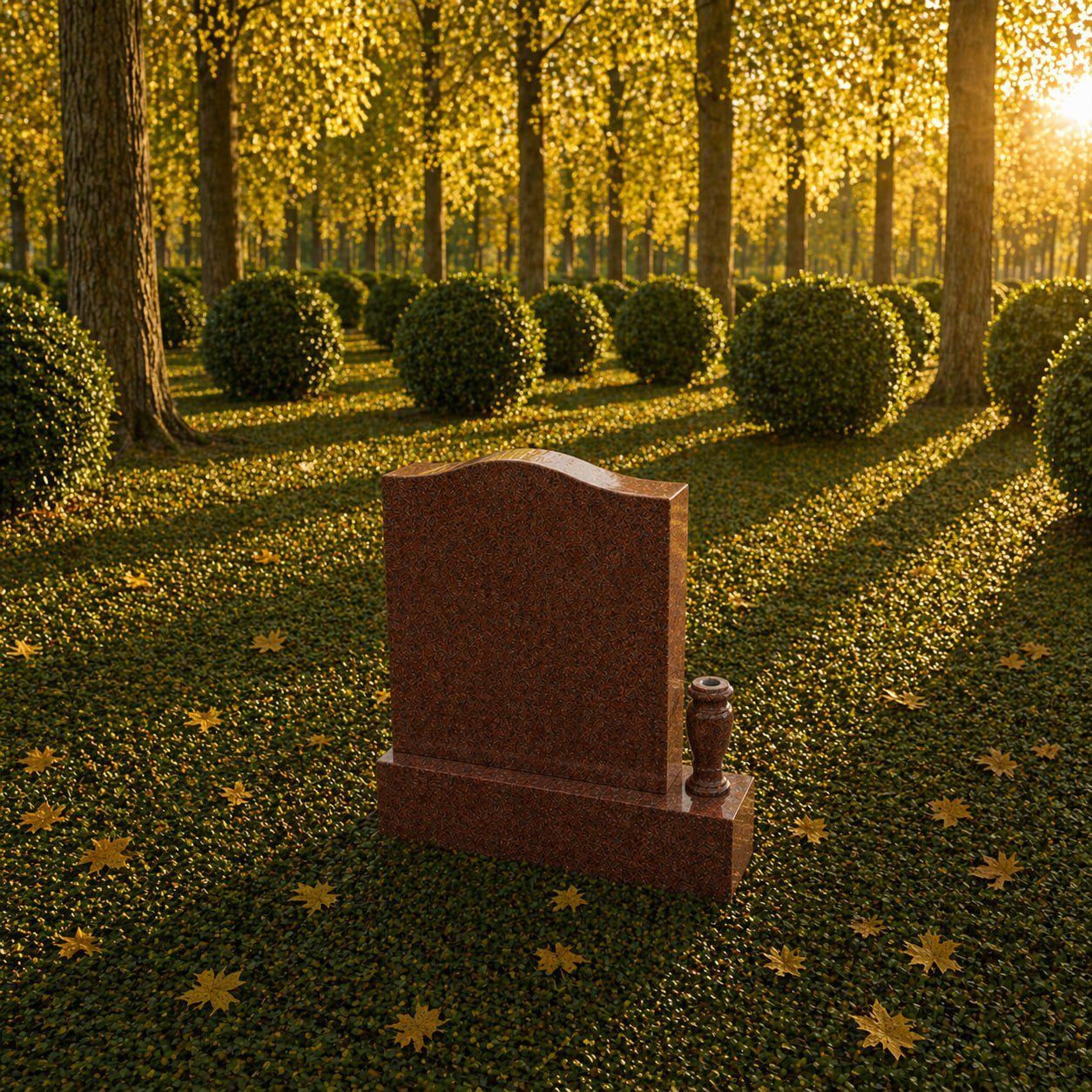 Serpentine Upright Granite Headstone with Vase
