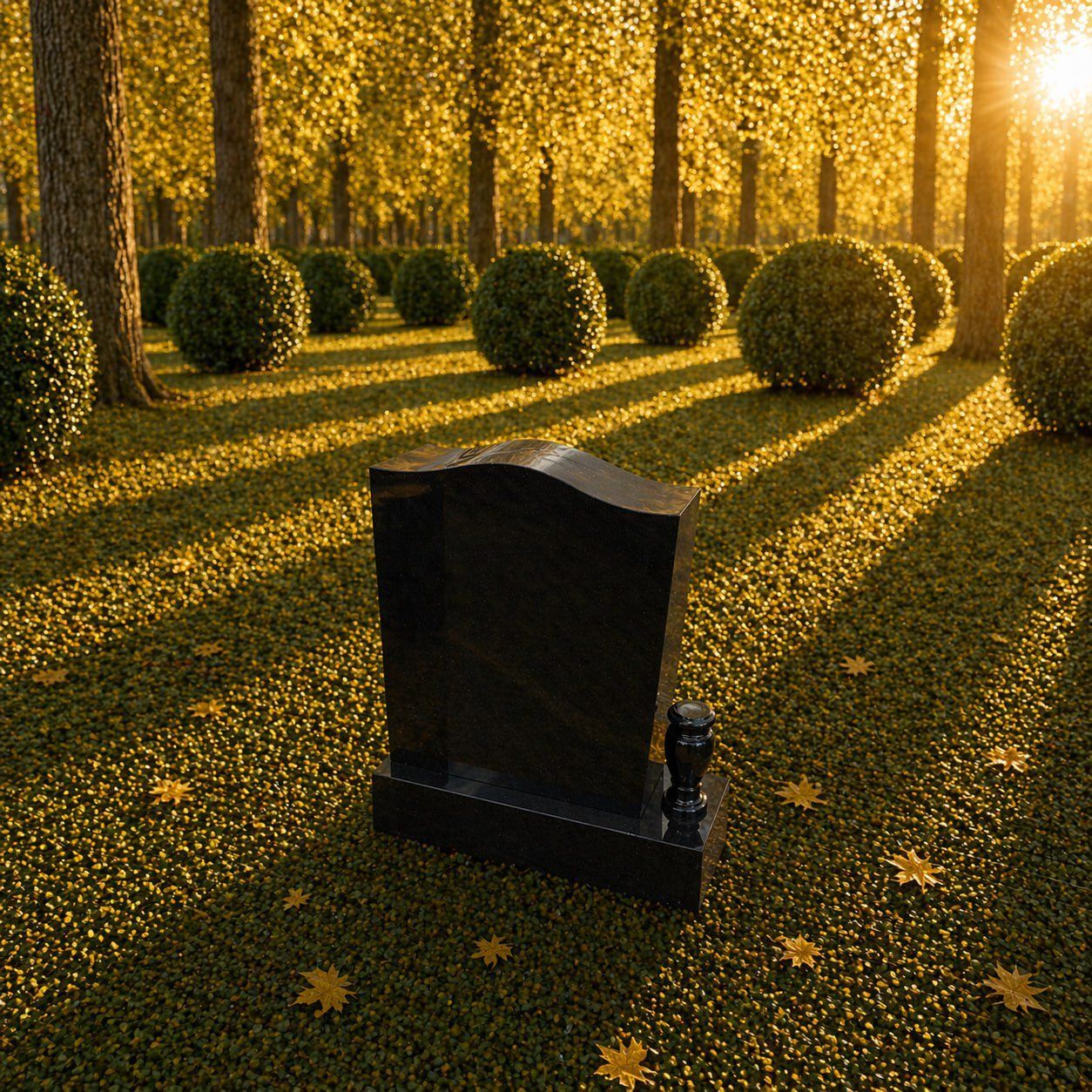 Serpentine Upright Granite Headstone with Vase