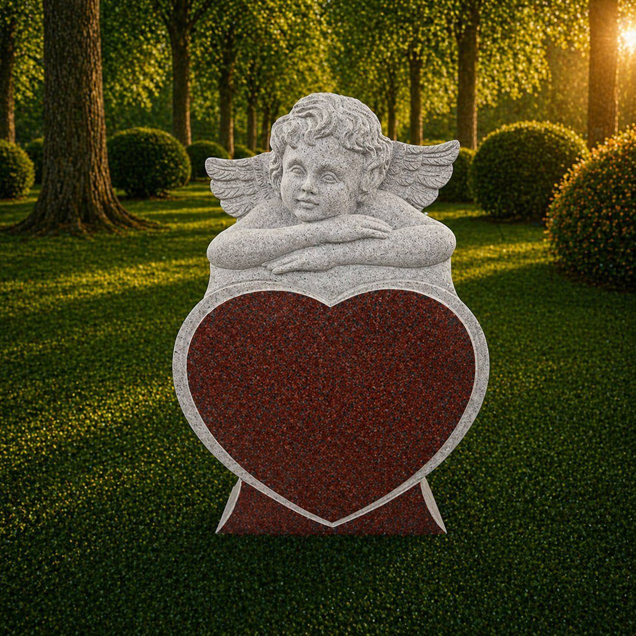 Angel Heart Upright Granite Headstone