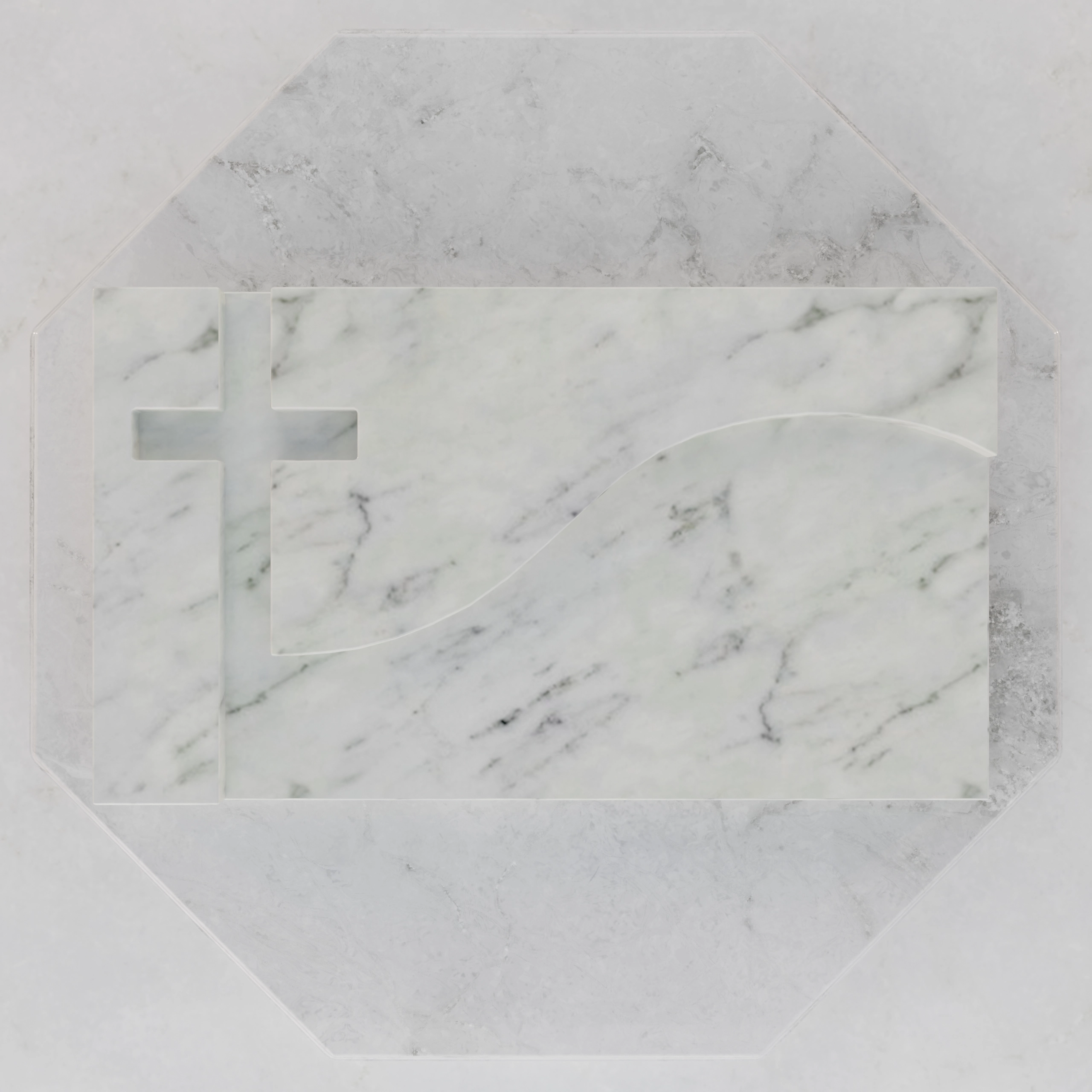 Luxury Maple Leaf Cross Flat Granite Grave Marker view 3