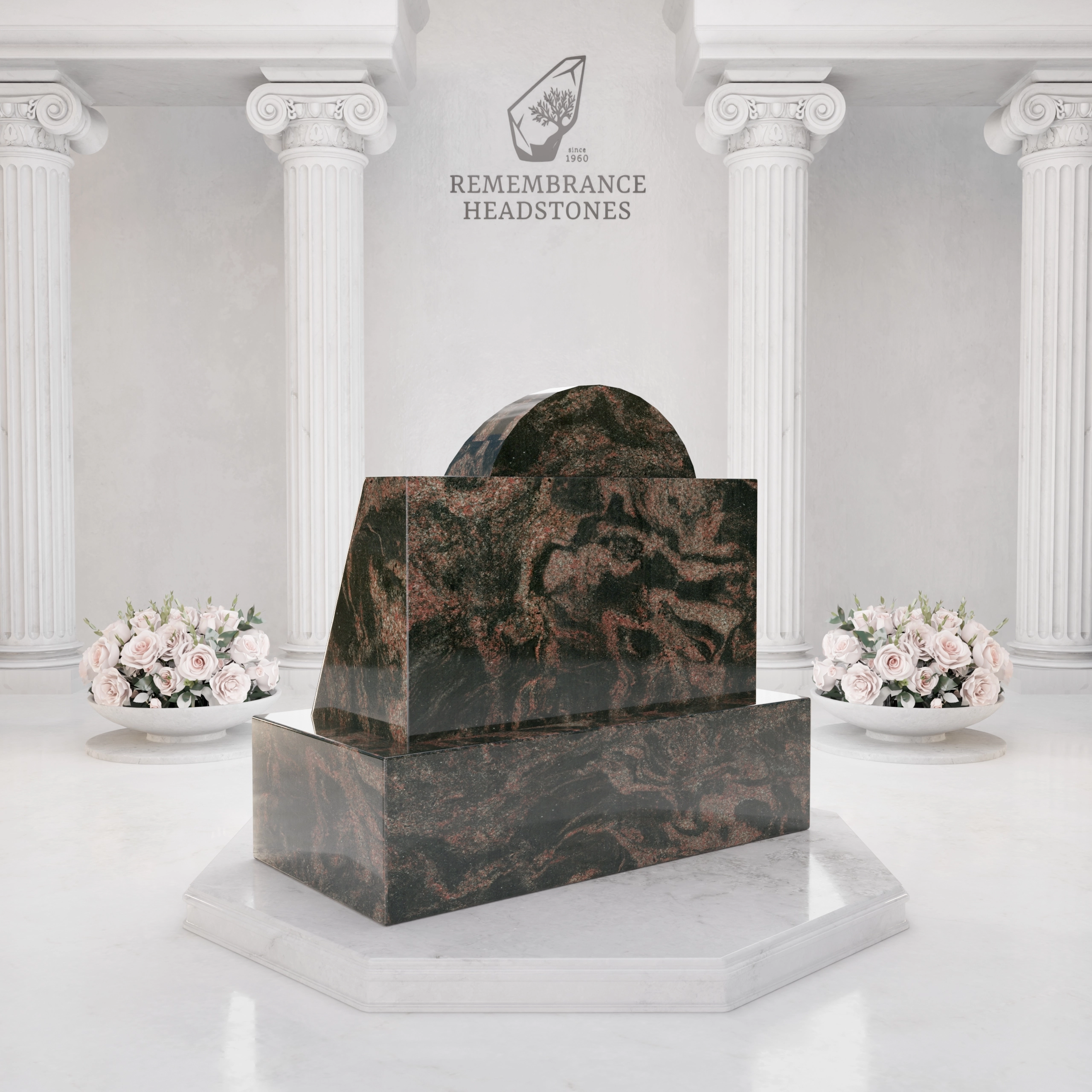 Luxury Portrait Slant Granite Headstone view 4