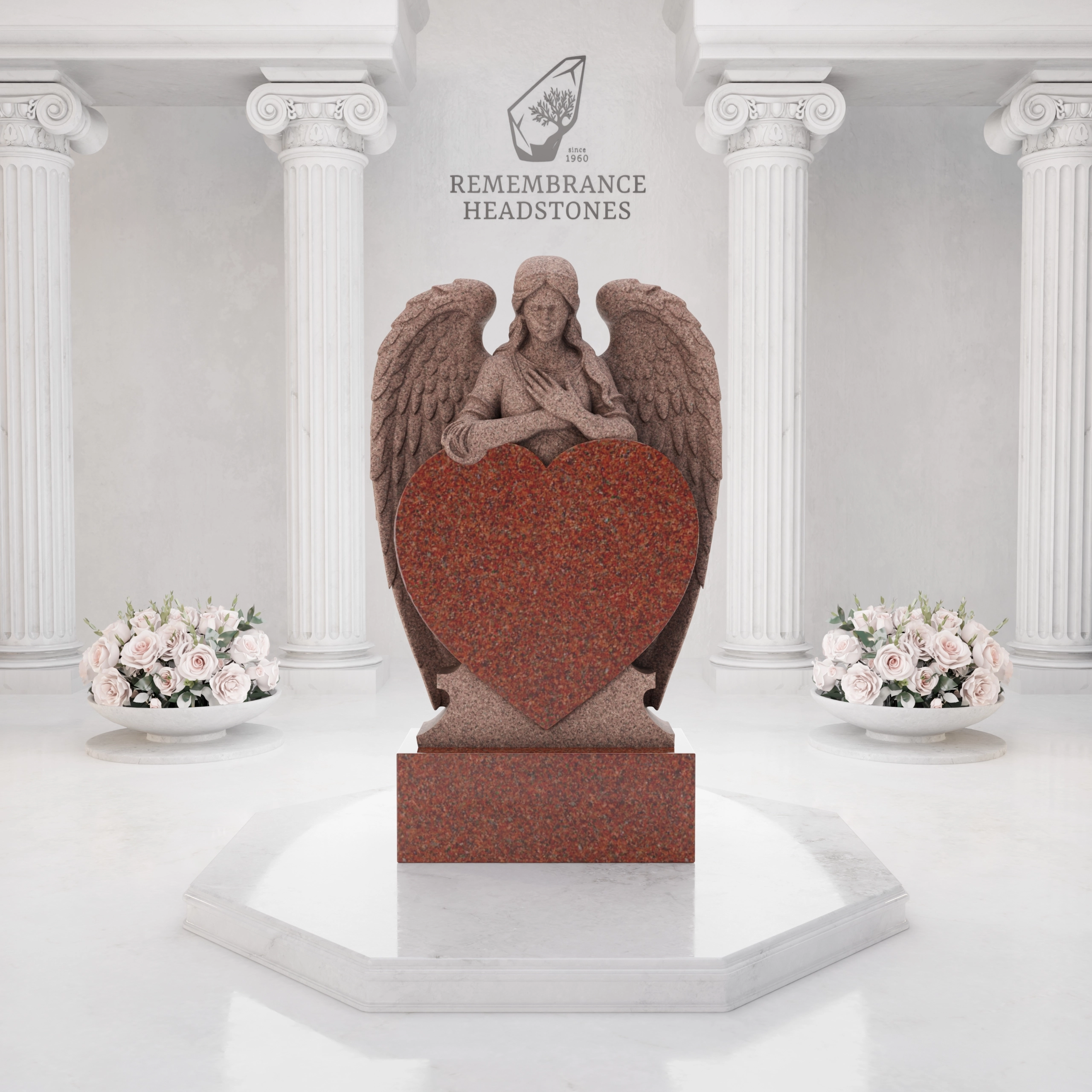 Luxury Companion Angel Heart Granite Memorial view 3