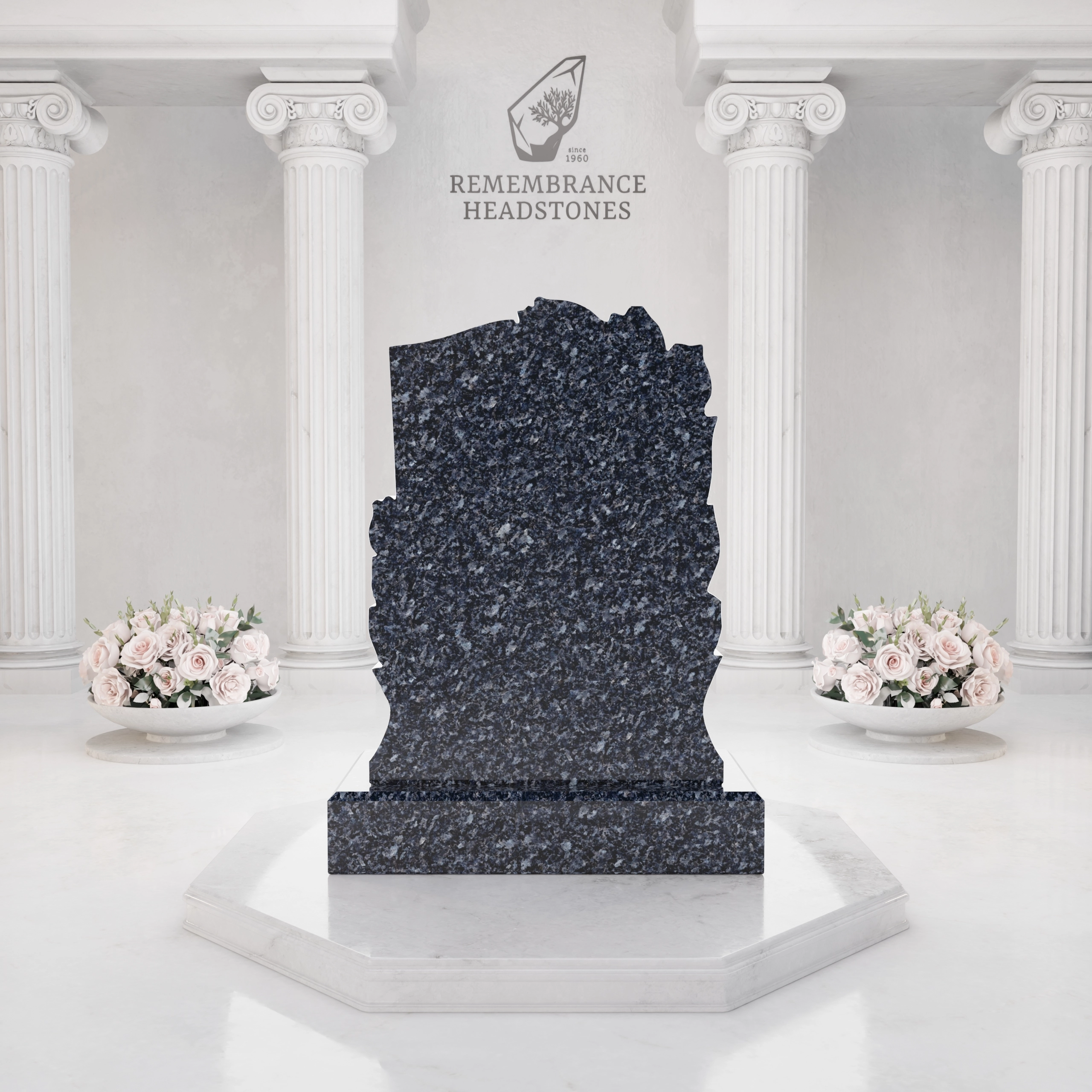 Luxury Floral Christian Granite Headstone with Cross & Doves view 5