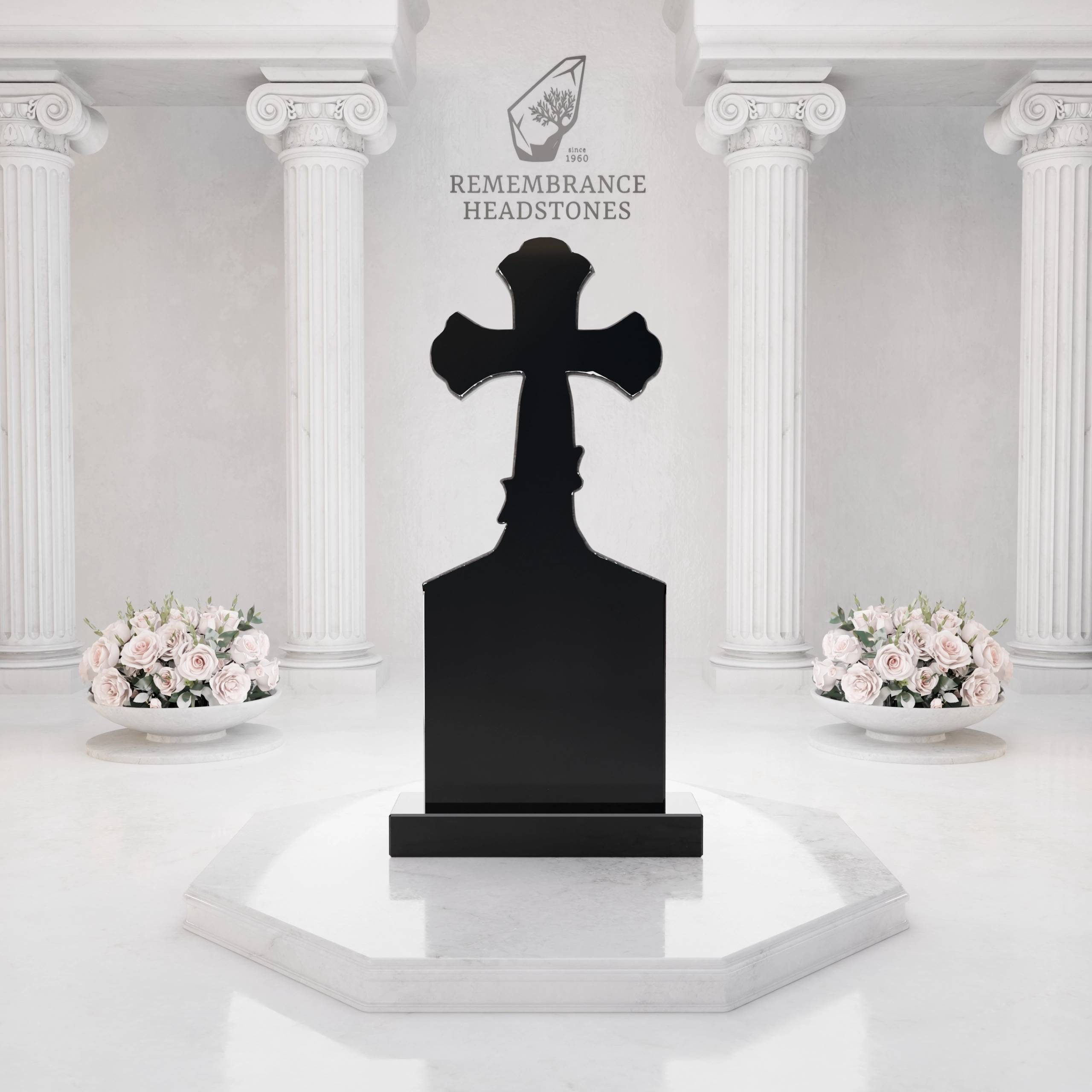 Luxury Hand-Carved Crucifix Granite Headstone view 5
