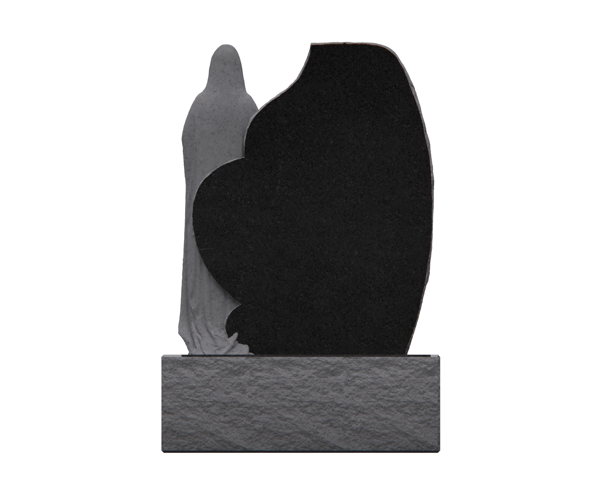 Luxury Shape Granite Monument — Heart Panel with Madonna & Cross view 2