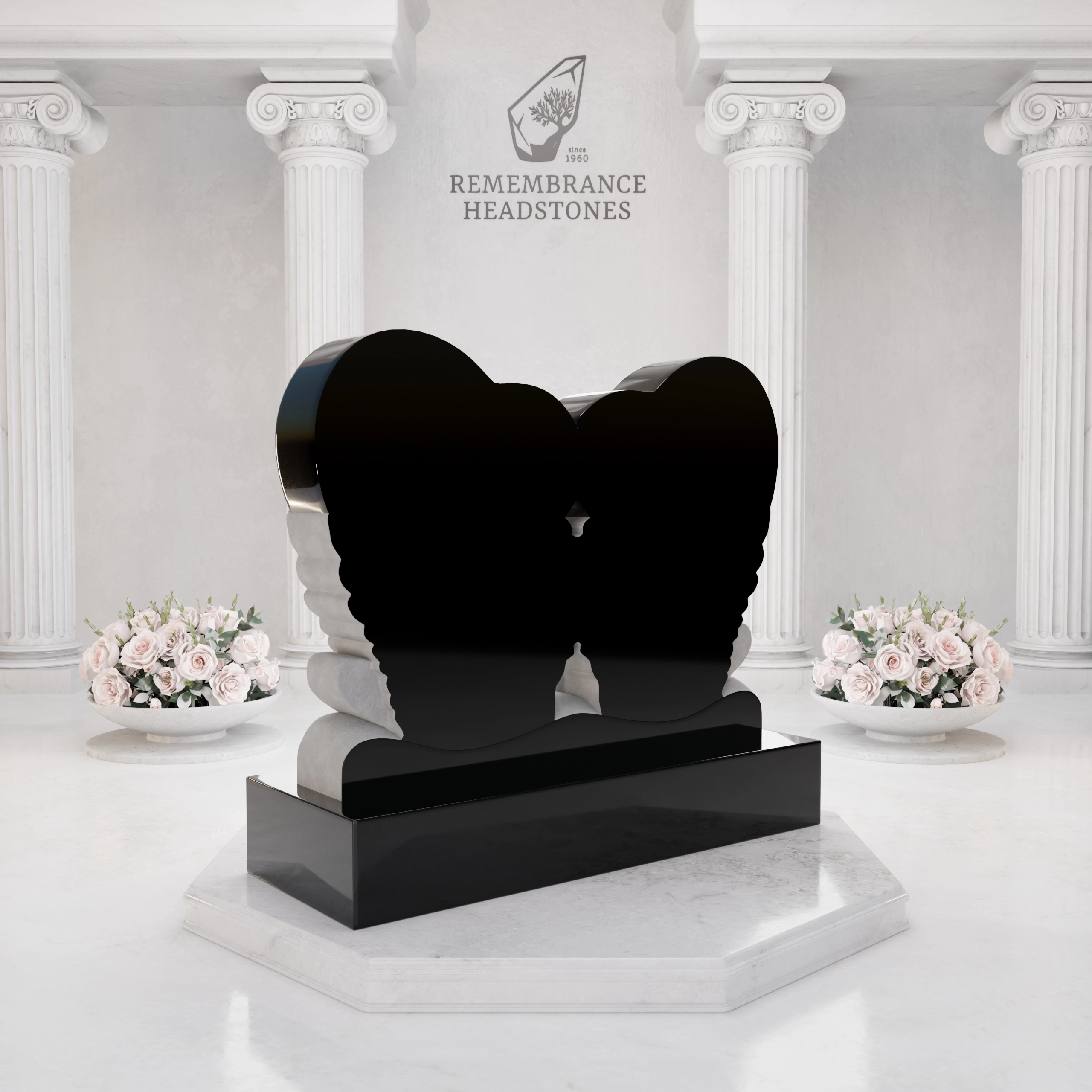 Luxury Double Heart Memorial with Eternal Swans view 5