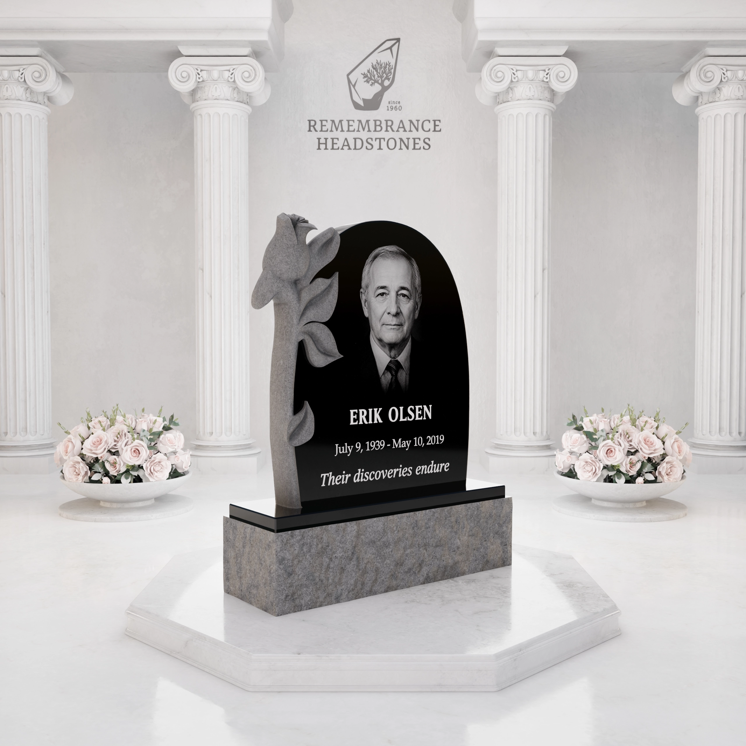 Luxury Calla Lily Granite Headstone view 2