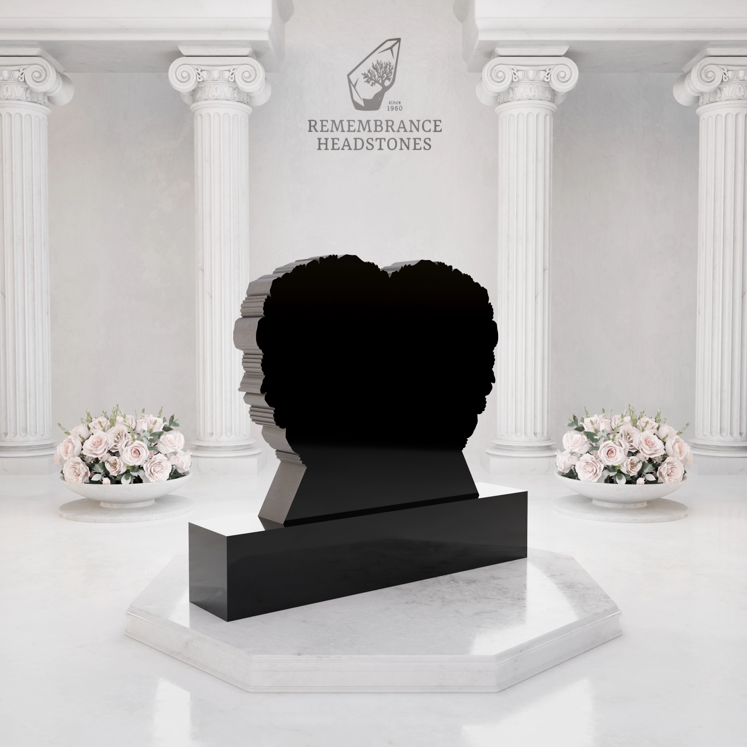 Luxury Heart-Shaped Granite Headstone — Rose Wreath & Butterfly view 5
