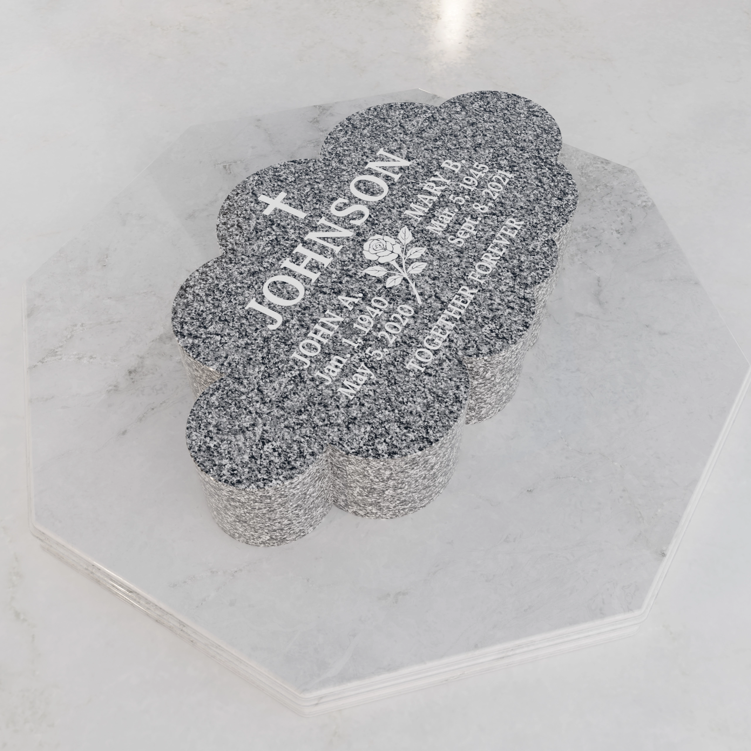 Luxury Flower Shape Flat Granite Grave Marker view 3