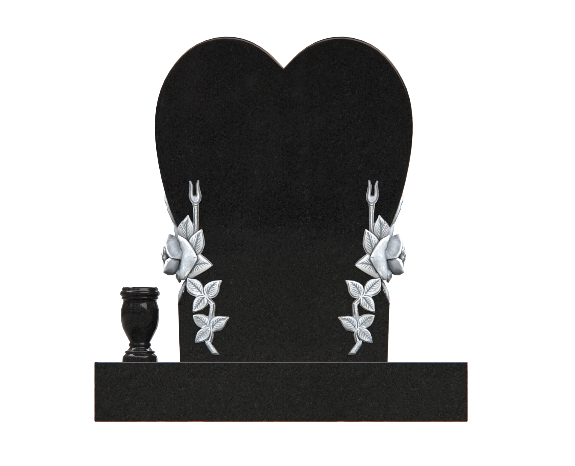 Luxury Heart-Shaped Granite Headstone — Carved Rose Vines, Cross, Dove & Rosary view 3