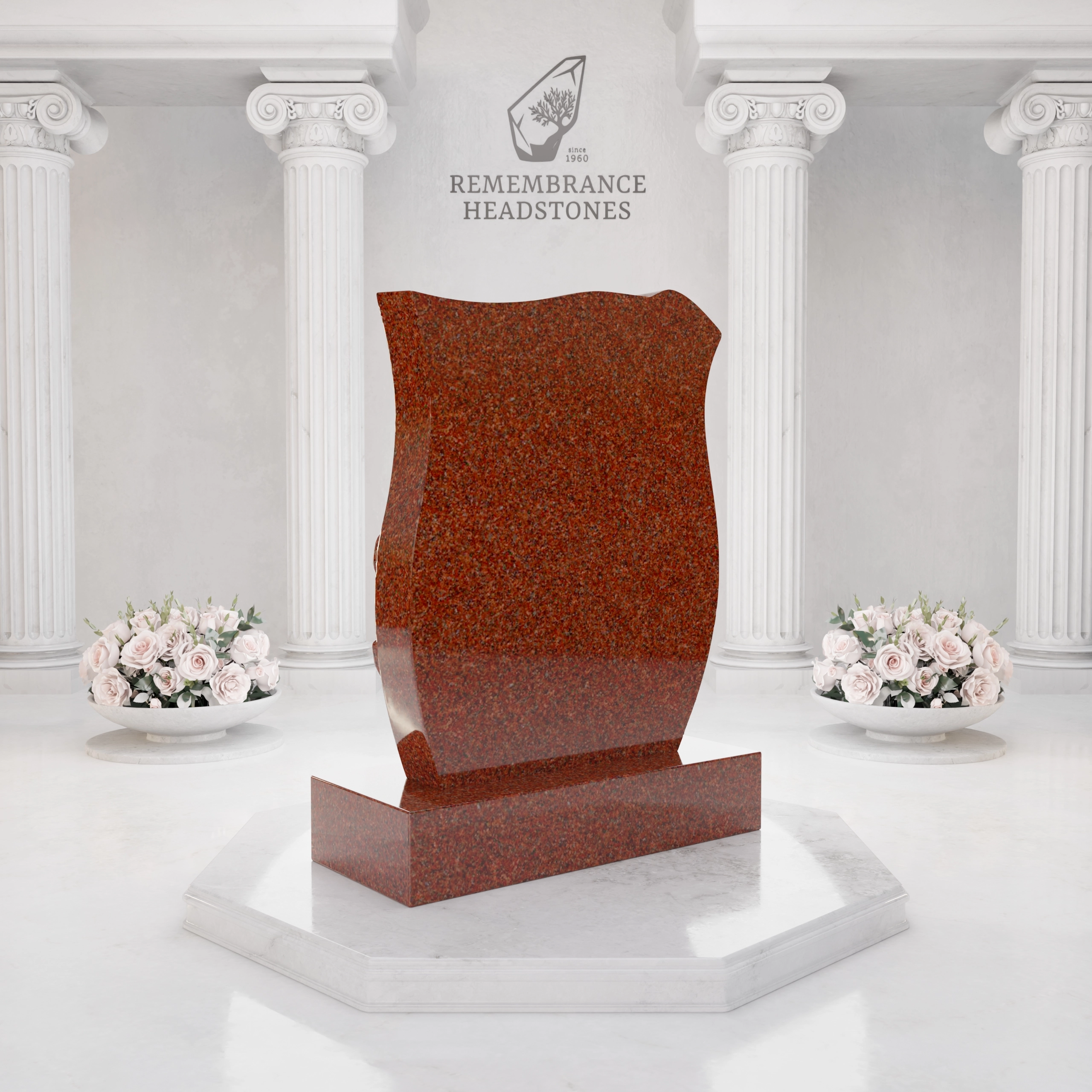 Luxury Companion Rose Carved Granite Headstone with Wedding Rings view 4