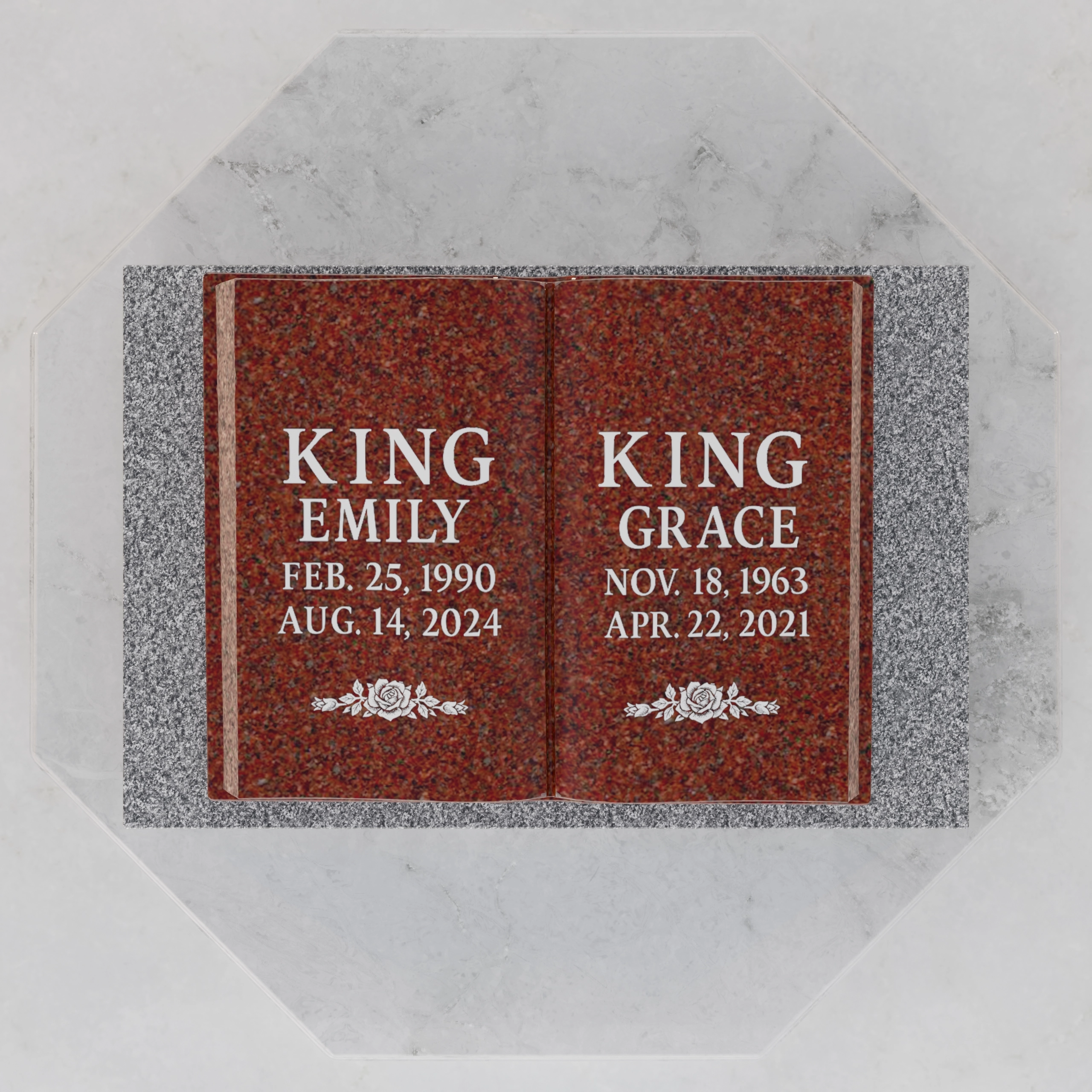 Luxury Companion Book Flat Granite Grave Marker with Sculpted Pages