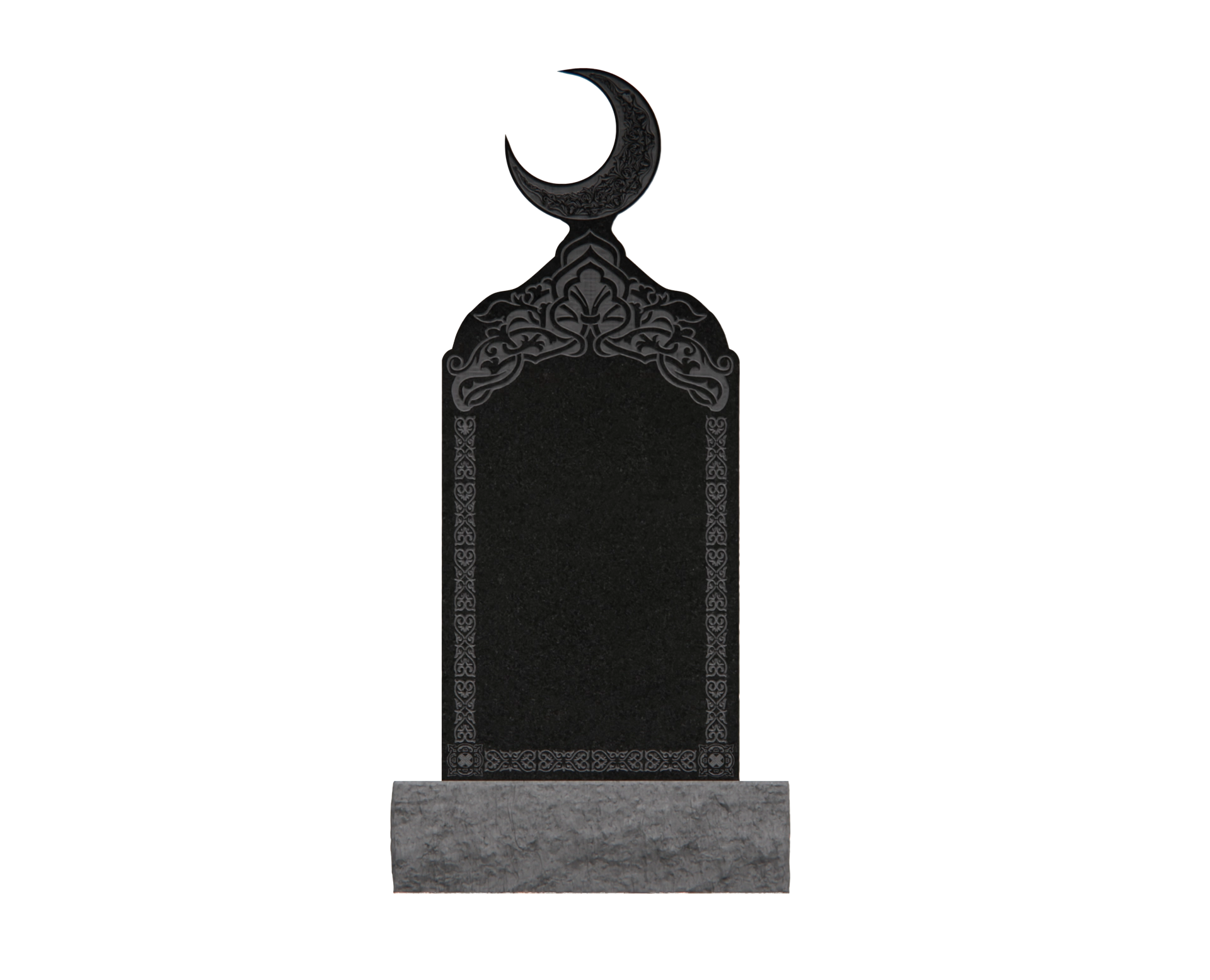 Luxury Upright Granite Headstone — Crescent & Eastern Ornament view 3