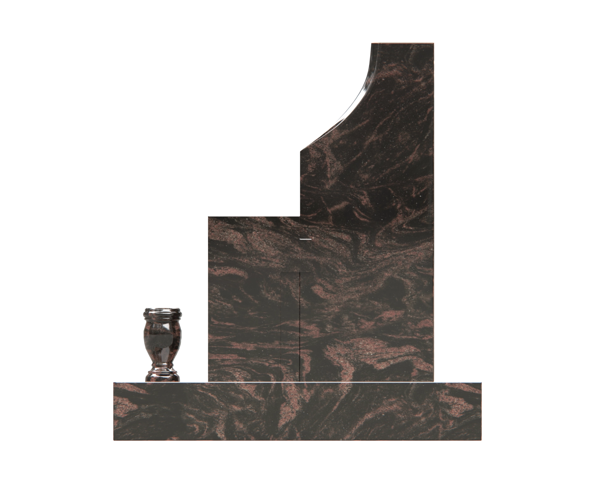 Luxury Upright Granite Headstone — Modern Stepped Tablet view 3