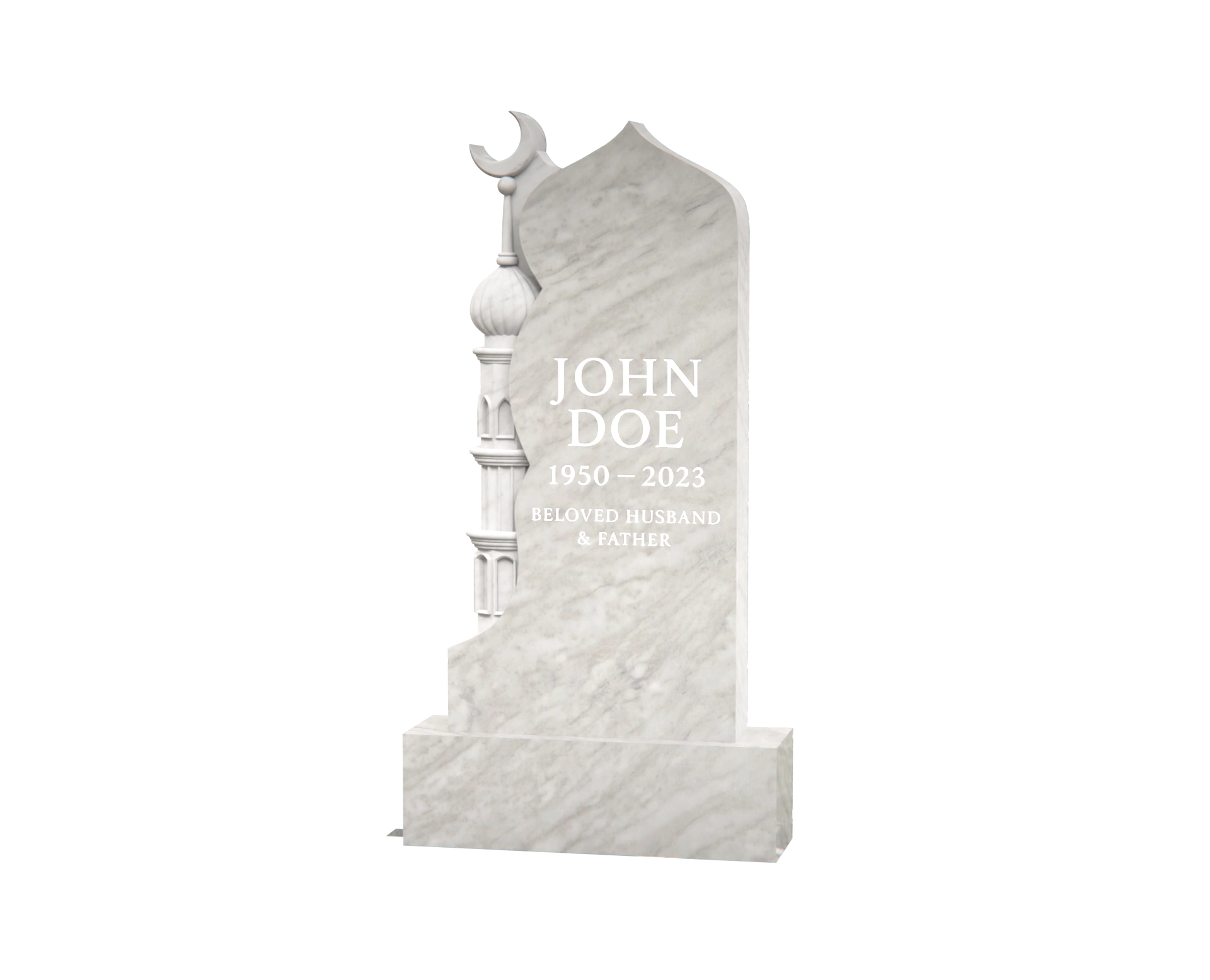 Premium Islamic Upright Granite Headstone with Crescent