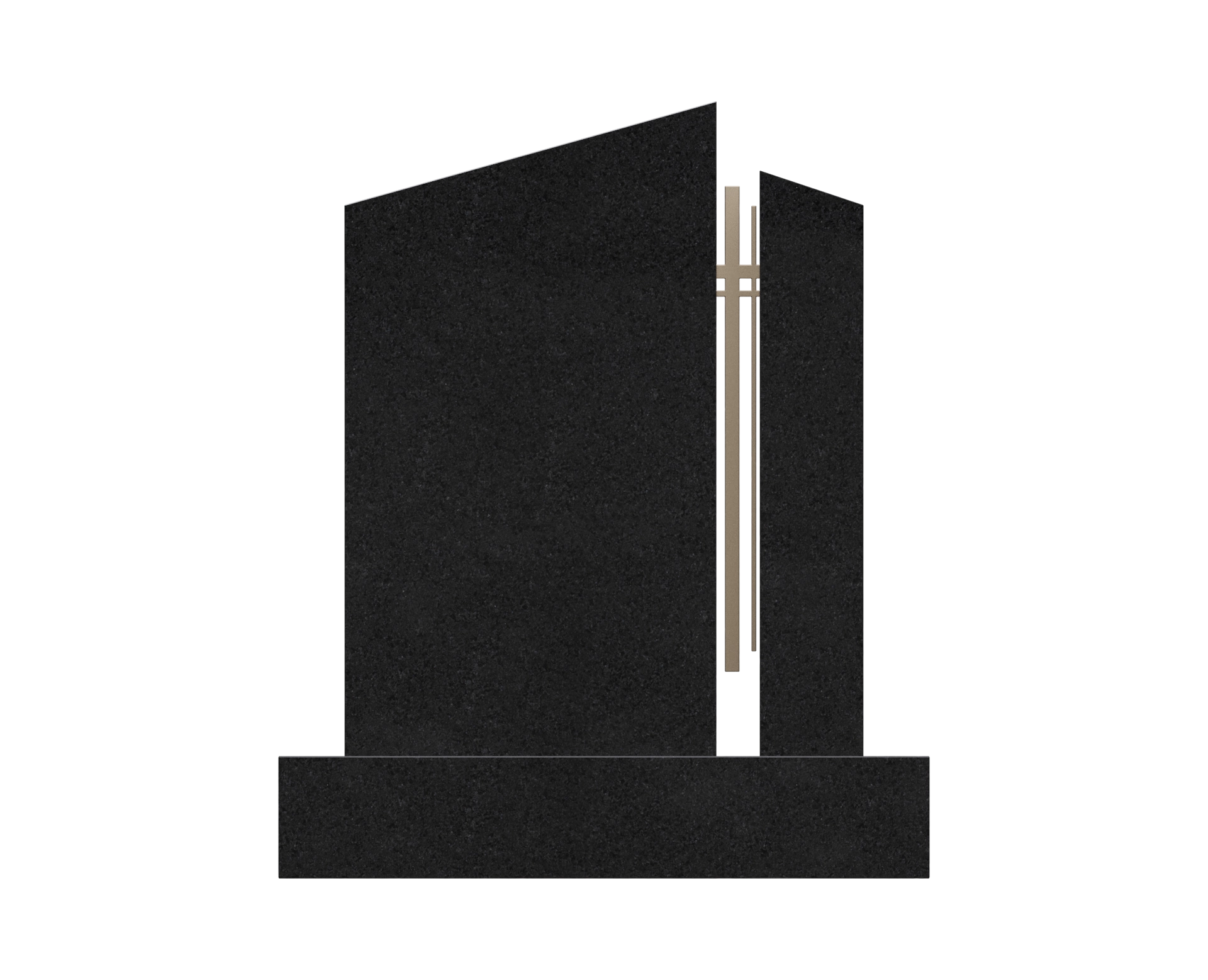 Luxury Upright Granite Monument — Asymmetric Profile with Cross & Lily view 2