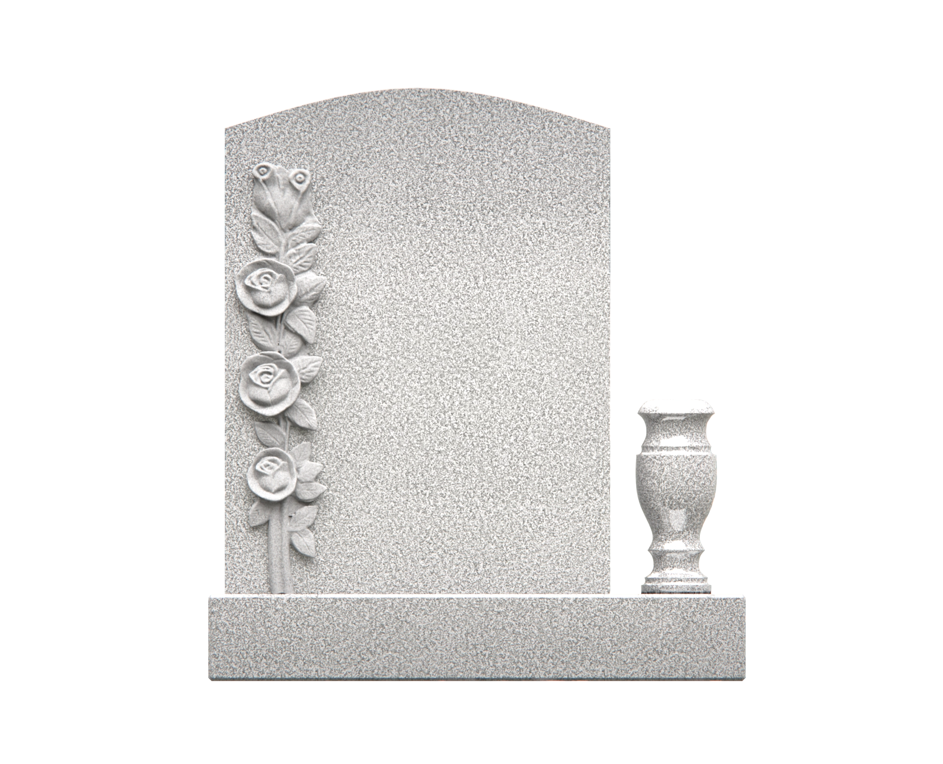 Luxury Upright Granite Headstone with Cross, Carved Roses & Vase view 3