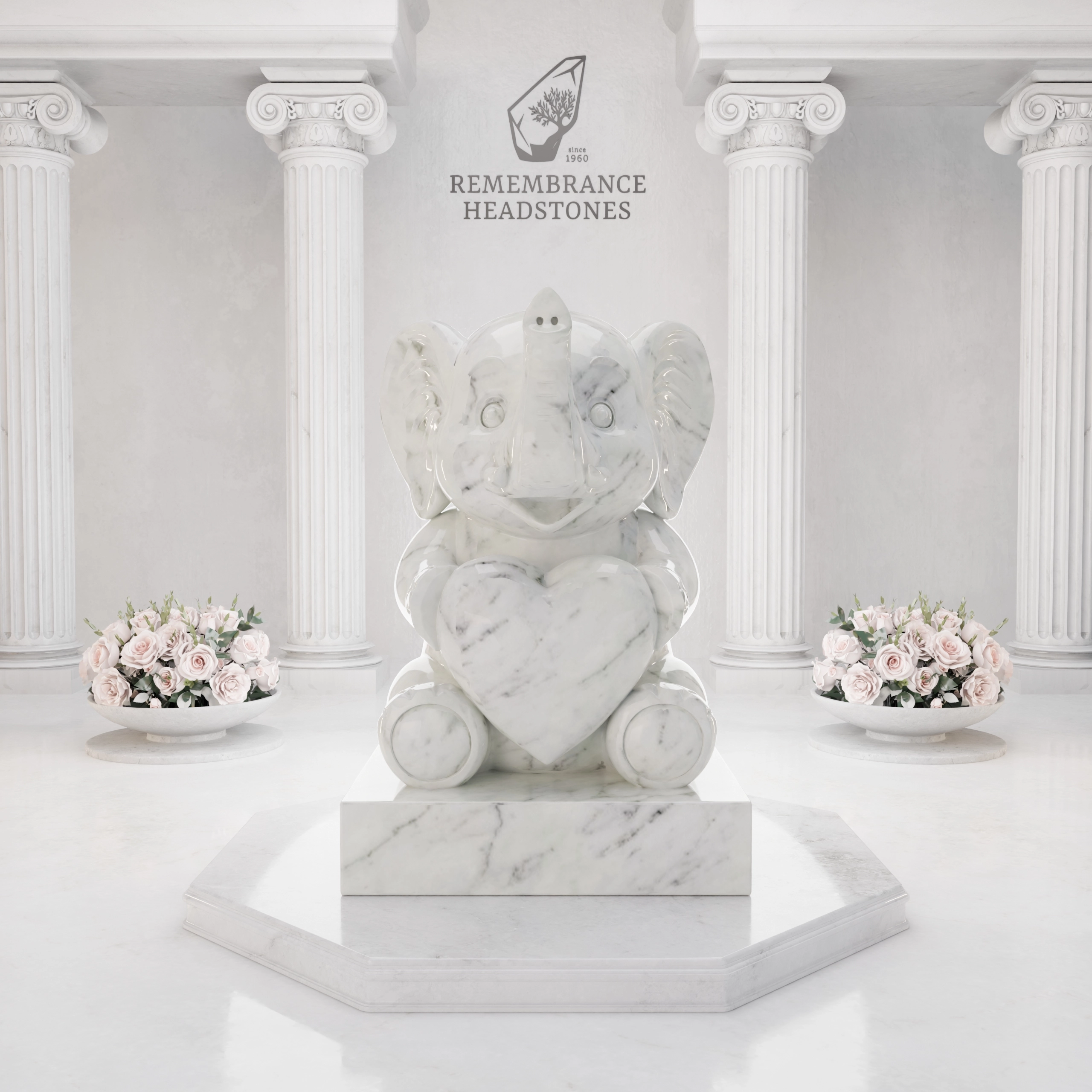 Luxury Baby Elephant Children's Granite Memorial view 3
