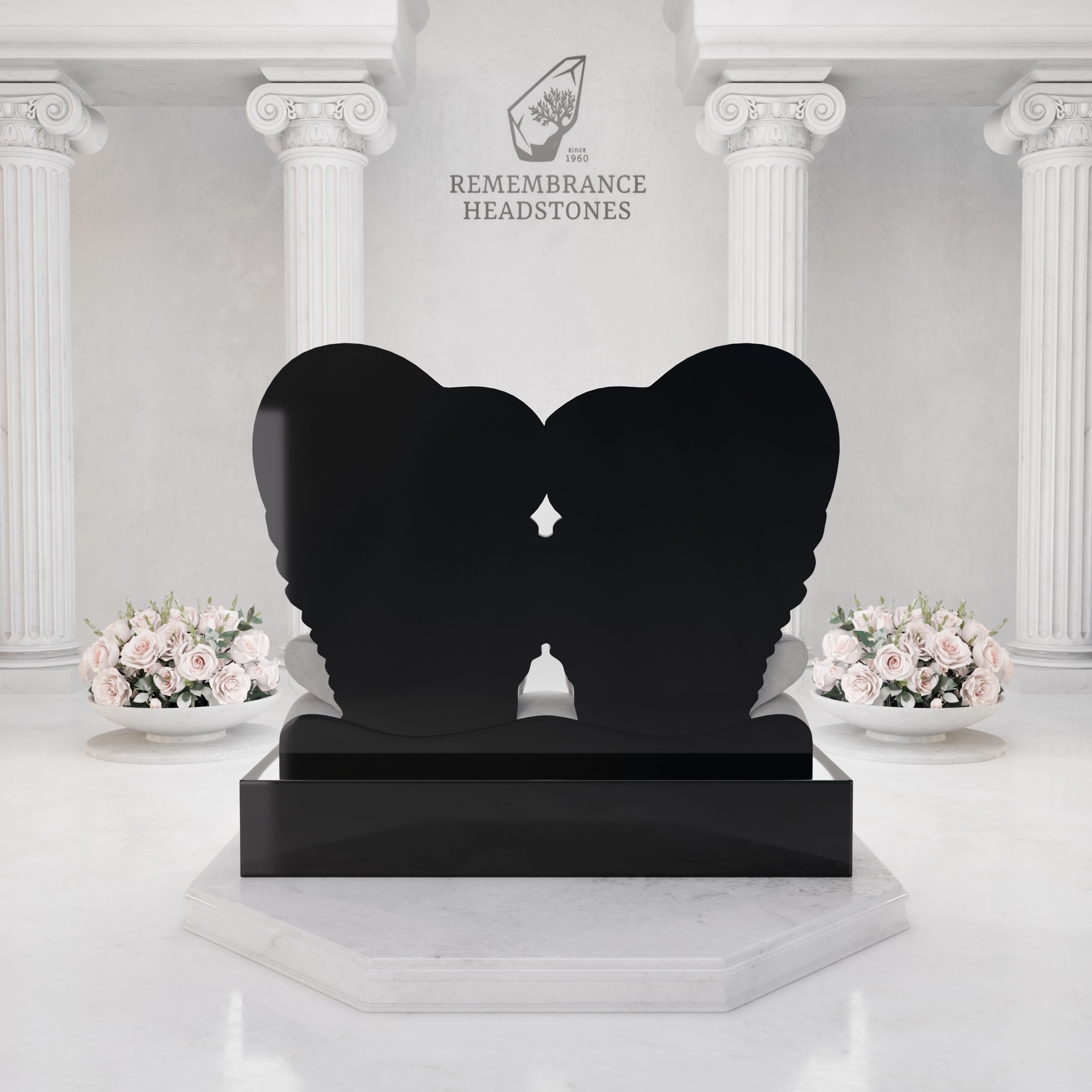 Luxury Double Heart Memorial with Eternal Swans view 4