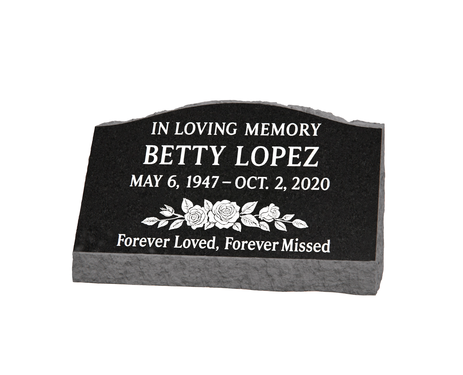 Premium Single Slant Granite Headstone with Rose Carving