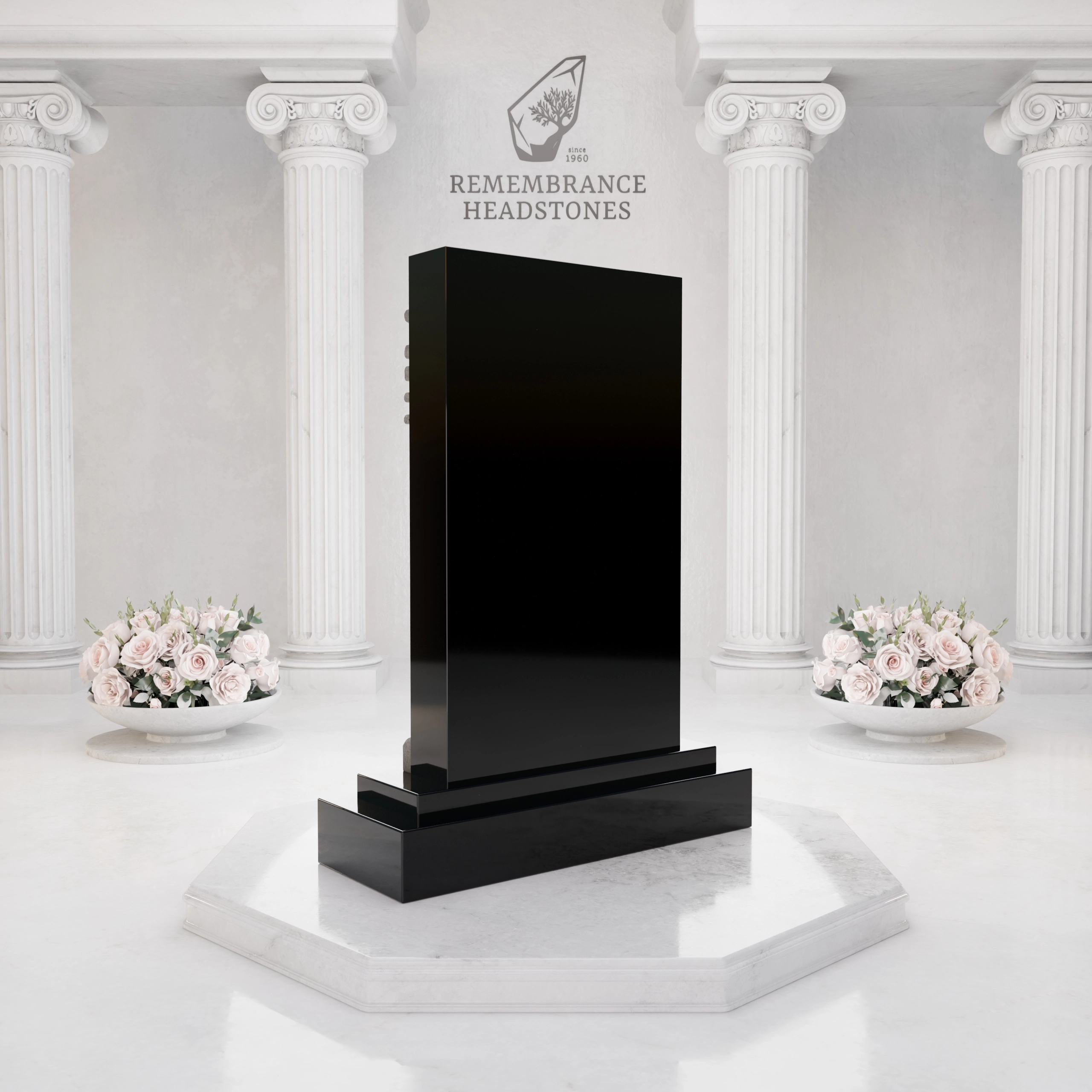 Premium Tree of Life Upright Granite Headstone with Angel & Birds view 5
