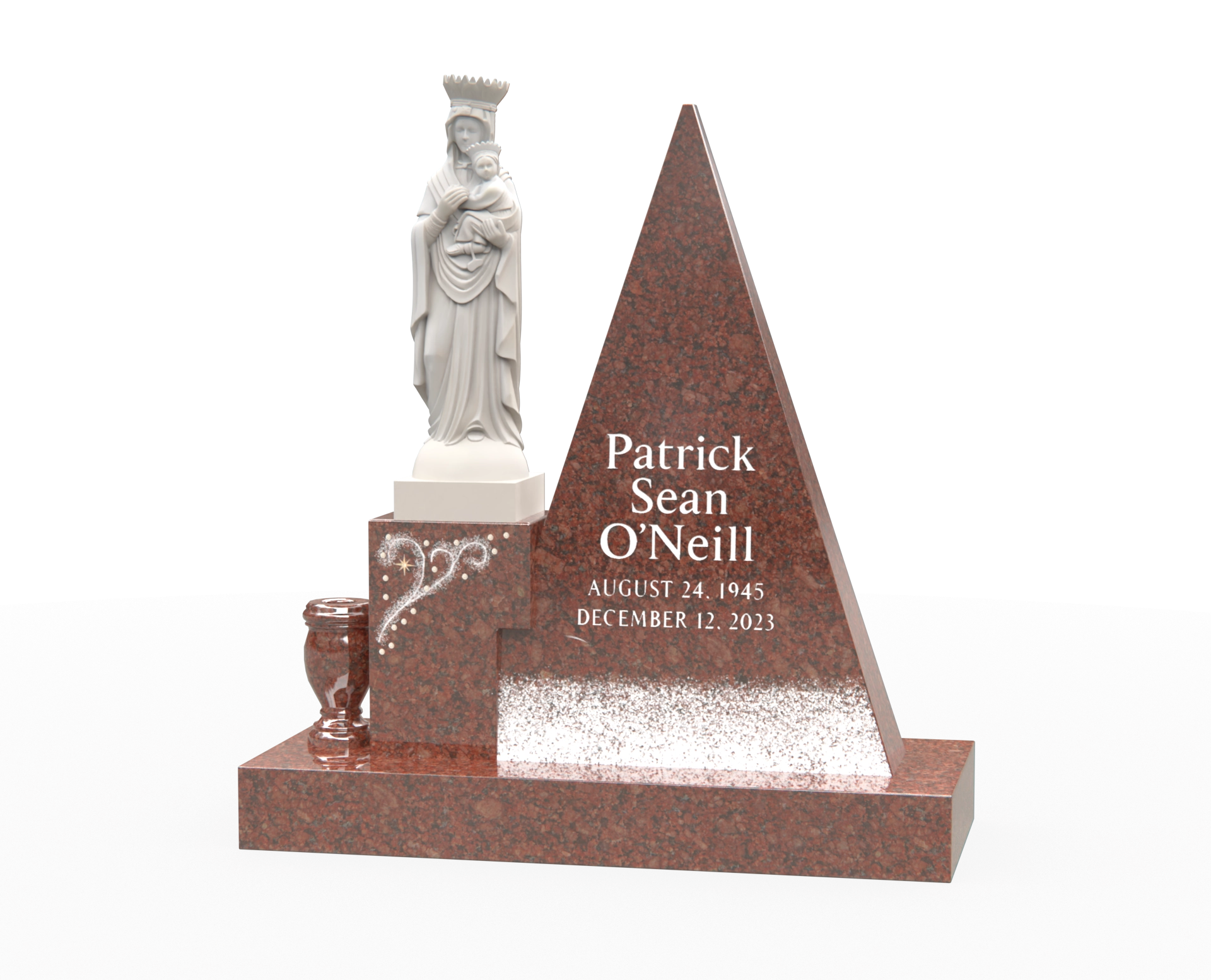 Luxury Pyramid-Shape Upright Granite Monument — Madonna