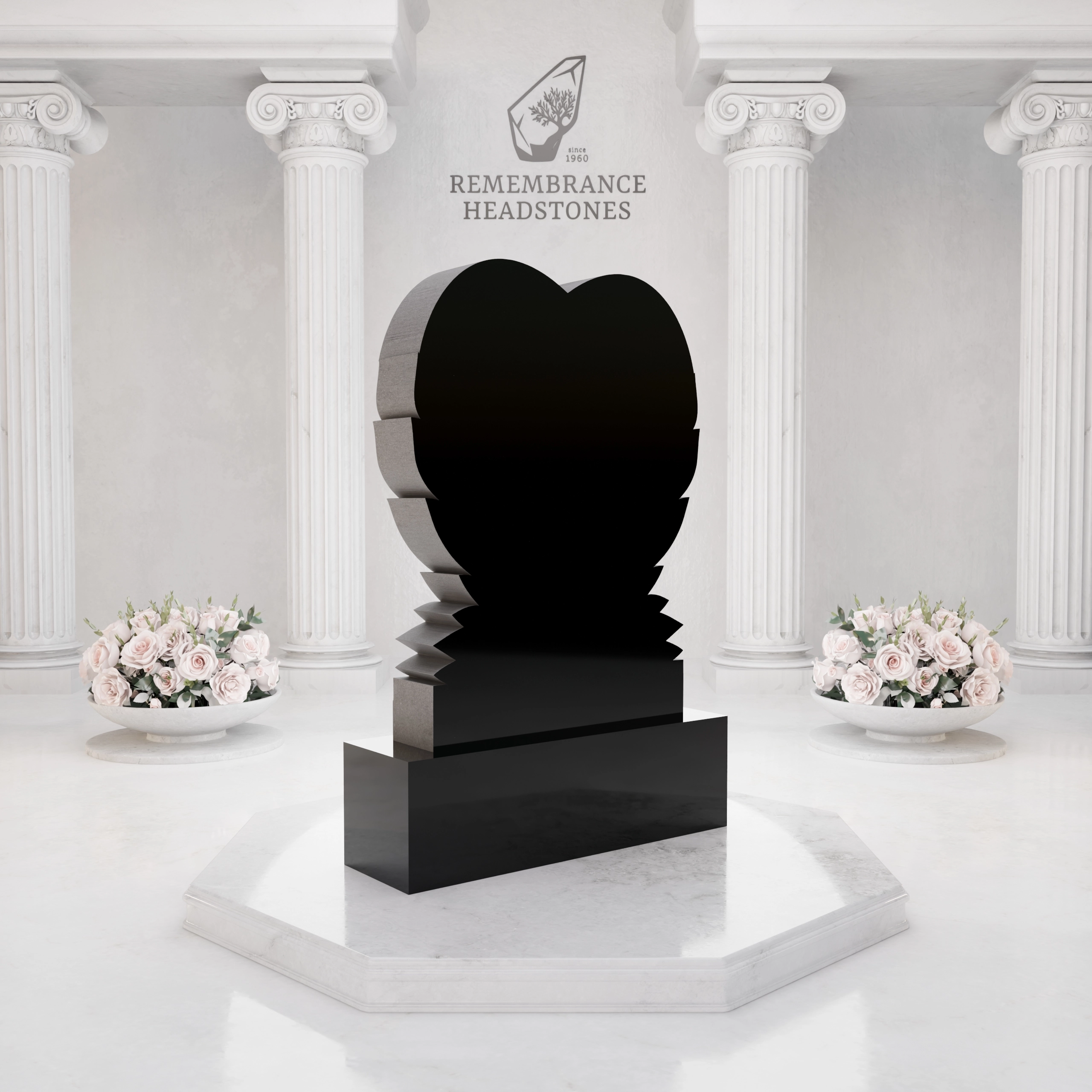 Luxury Upright Heart Headstone with Laurel Wreath view 5