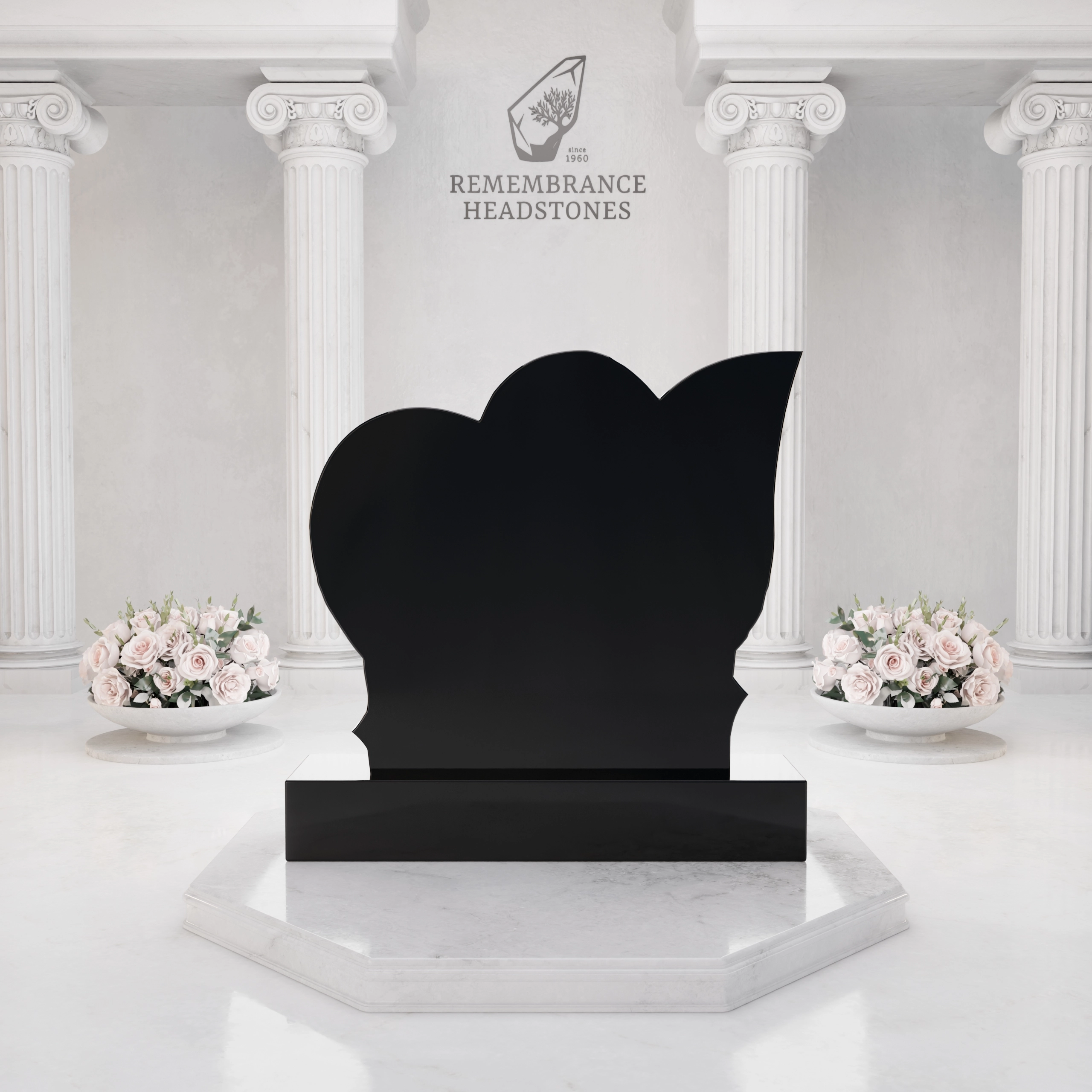 Luxury Floral Heart Granite Headstone view 5
