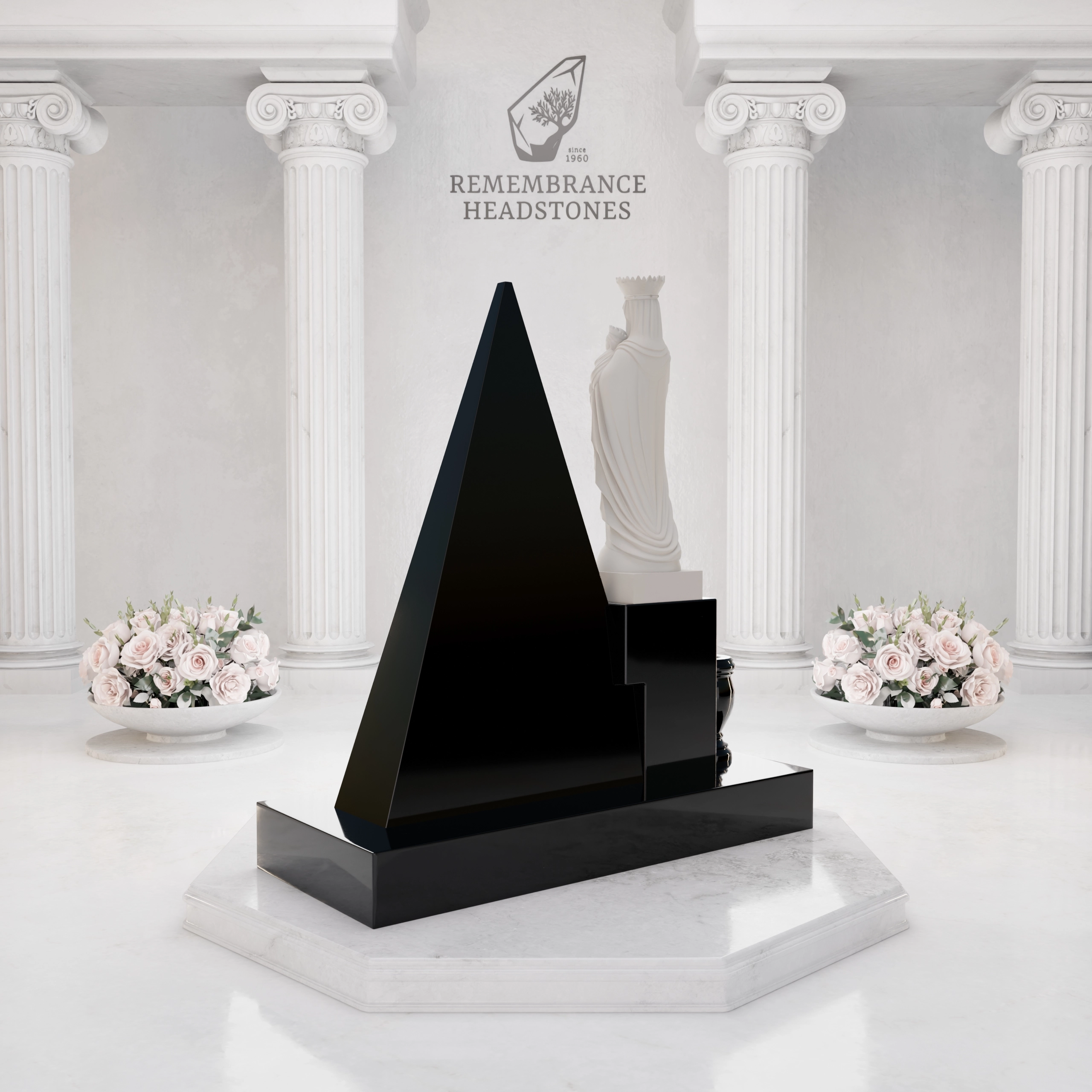 Luxury Pyramid-Shape Upright Granite Monument — Madonna view 5