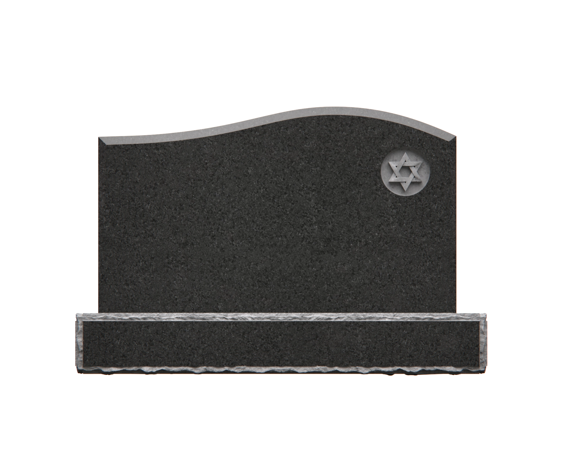 Premium Upright Granite Headstone — Wave-Top with Star of David view 4