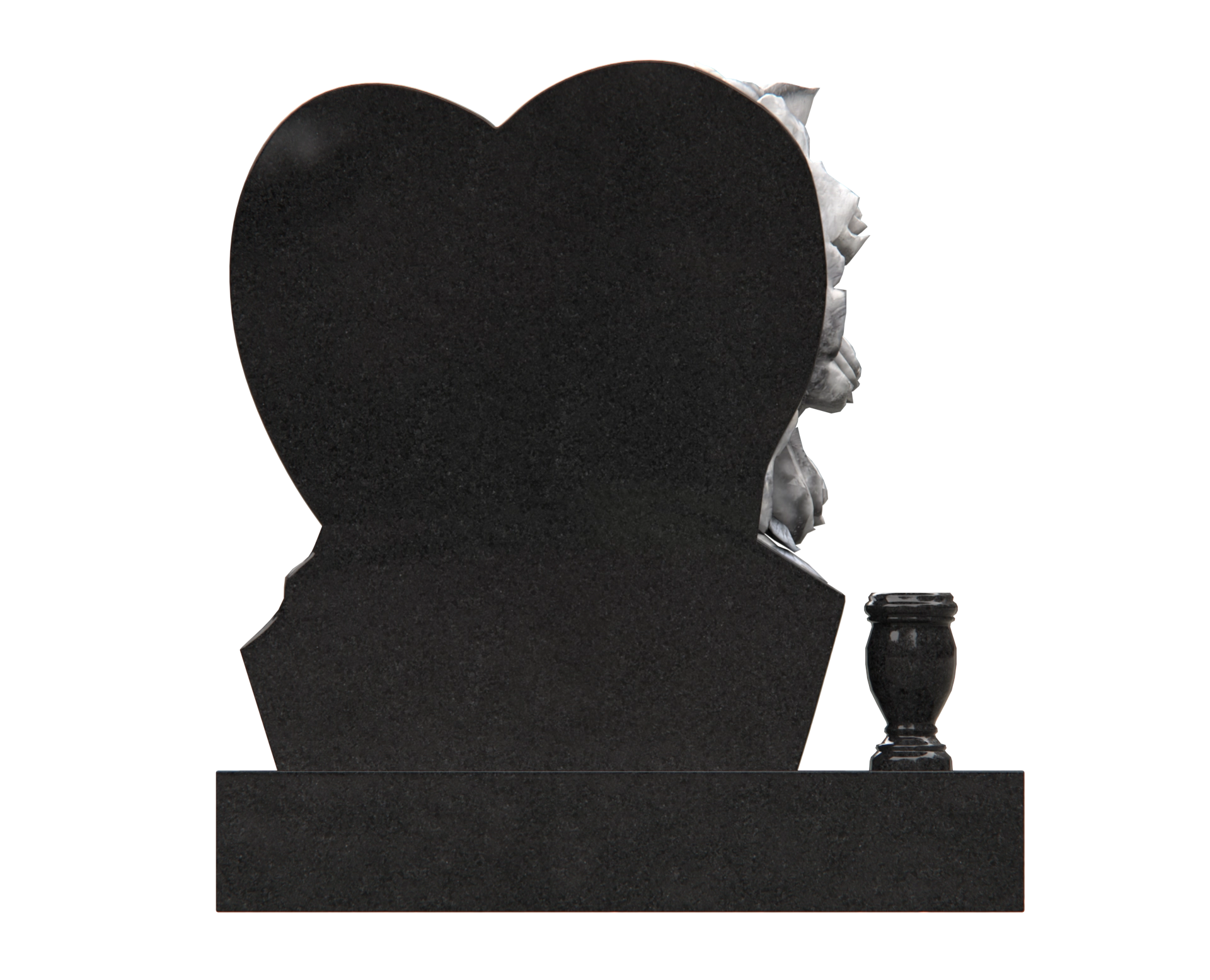 Luxury Heart-Shaped Companion Granite Monument — Doves & Rose Garland view 2
