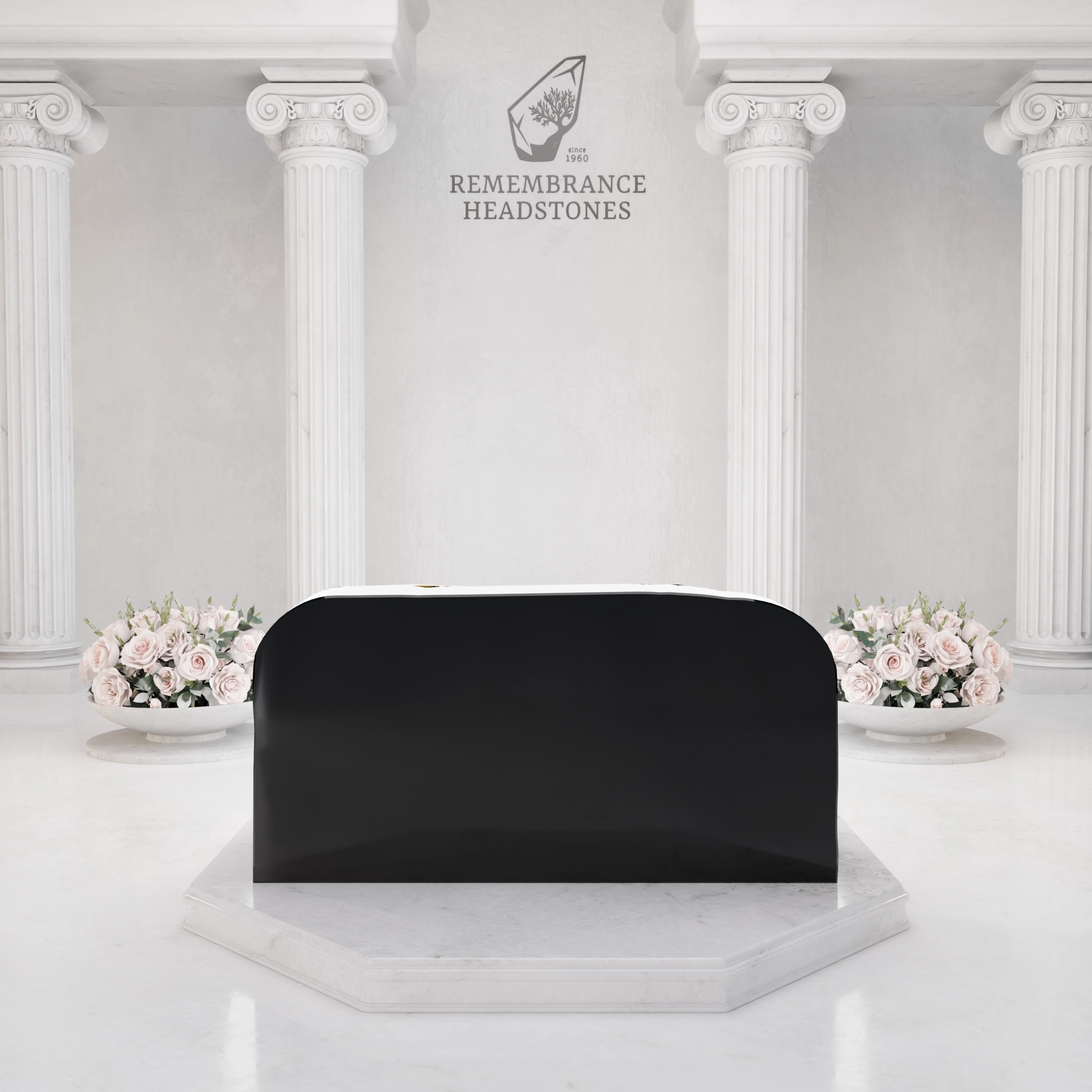 Luxury Slant Granite Headstone with Sculpted Vine & Cross view 4