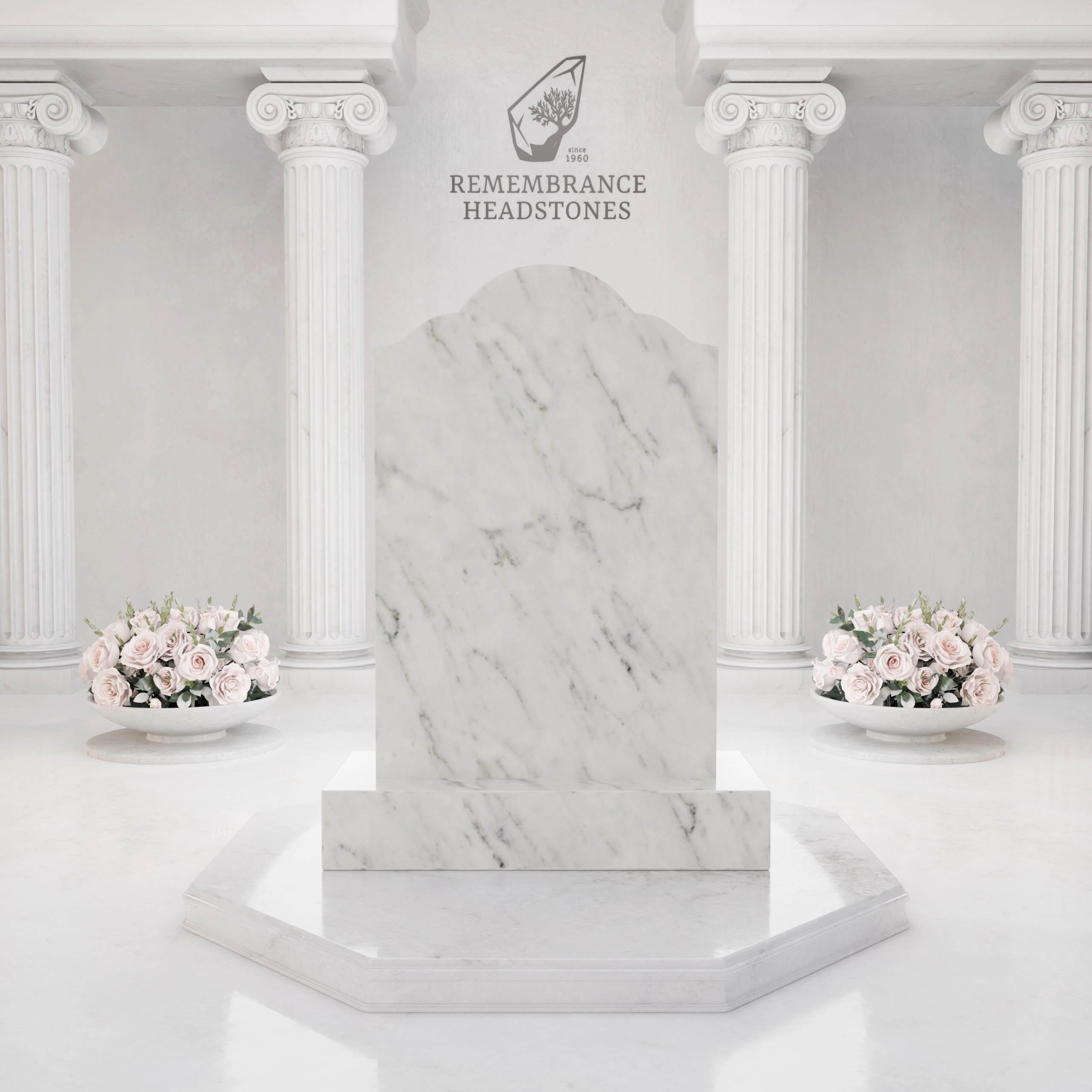 Luxury Floral Portrait Granite Headstone with Ceramic Photo view 5