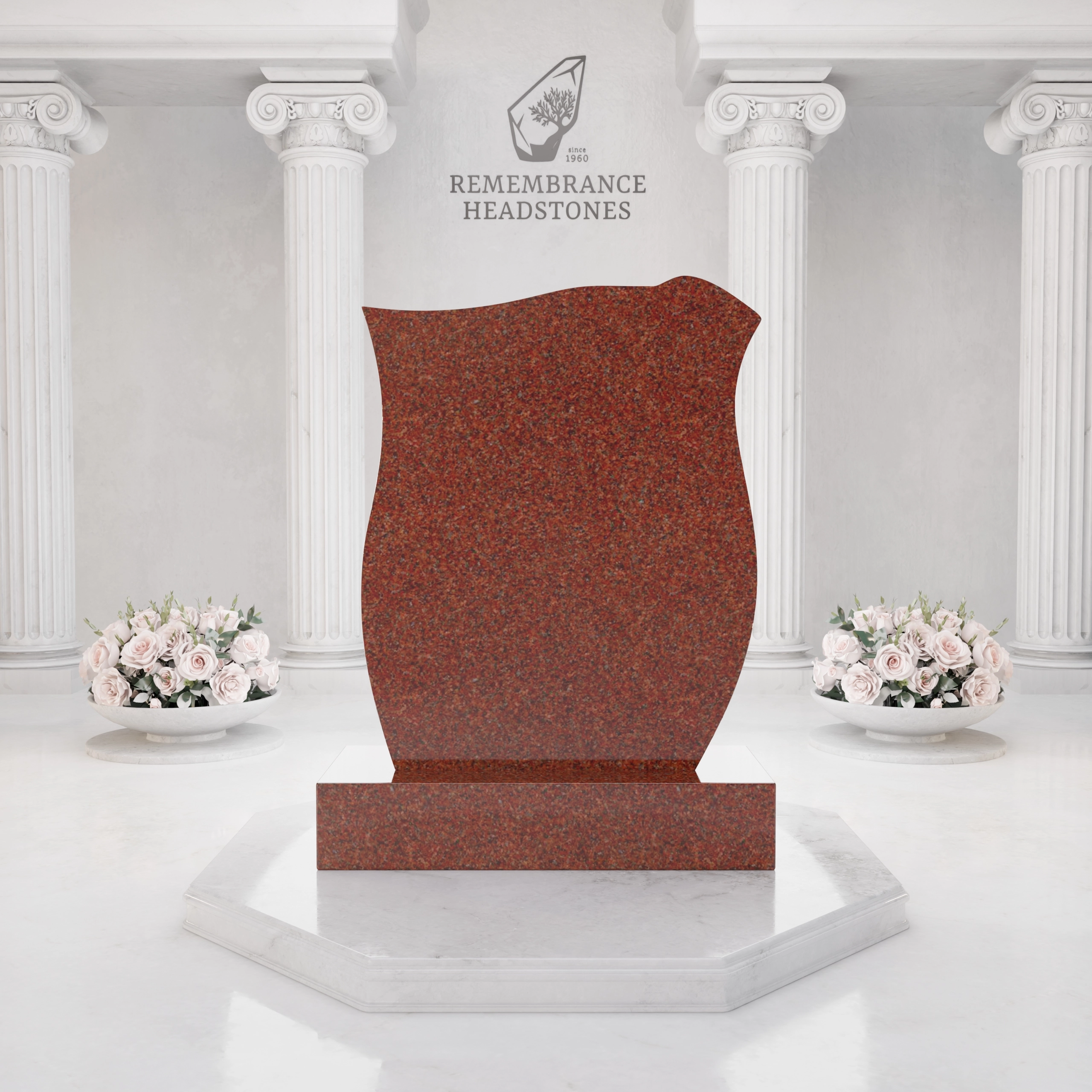 Luxury Companion Rose Carved Granite Headstone with Wedding Rings view 5
