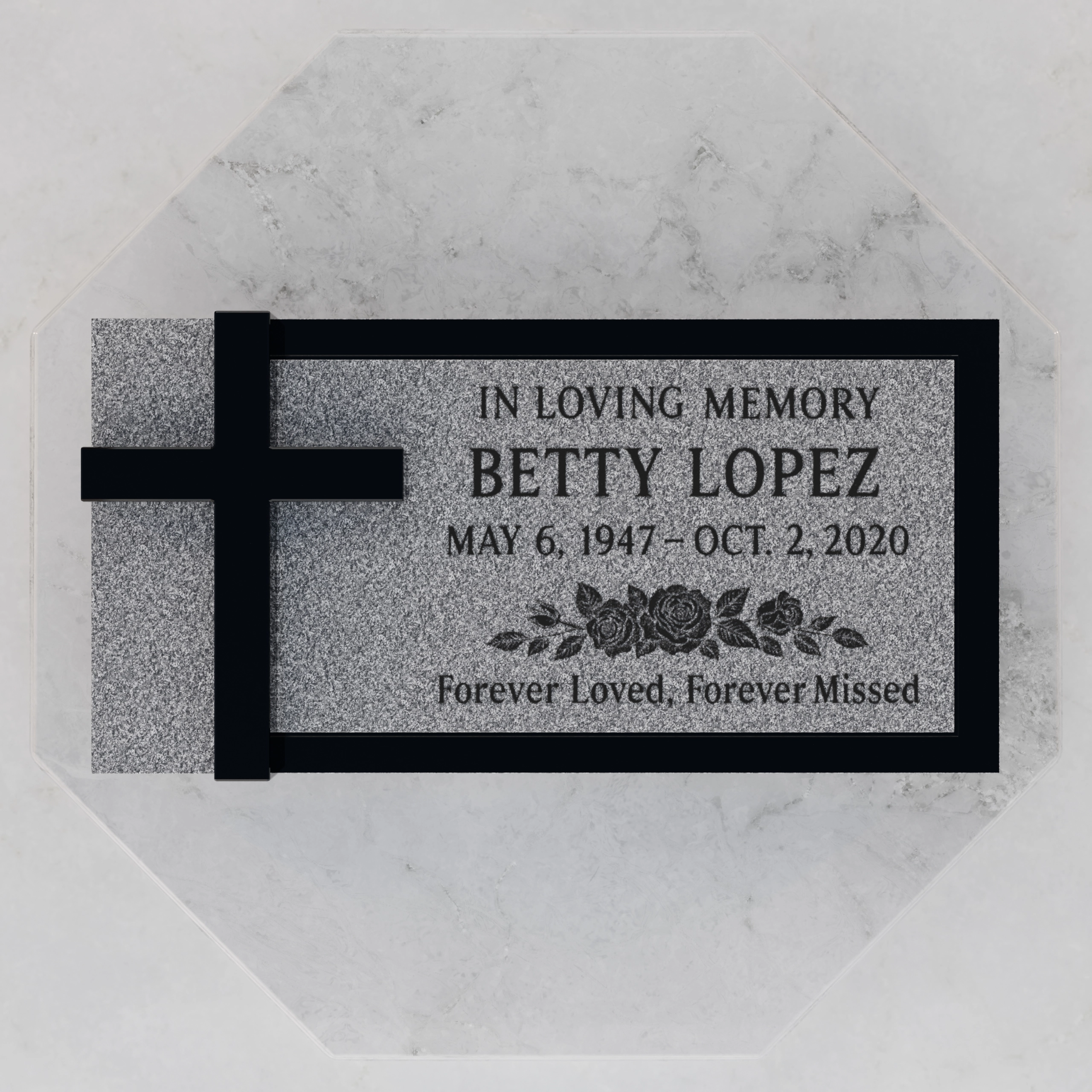 Luxury Cross Flat Granite Headstone