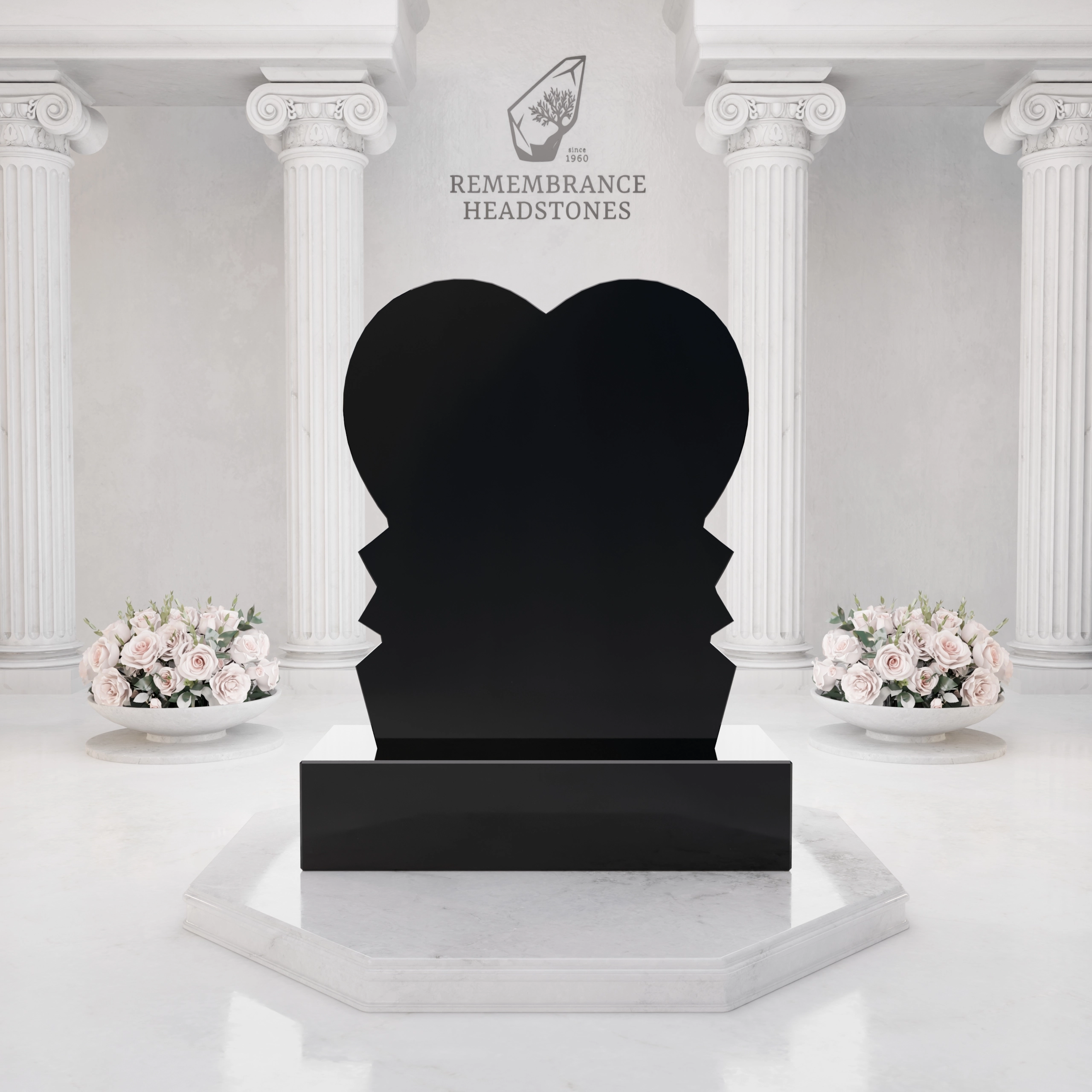 Premium Heart Shape Memorial with Sculpted Tulips & Portrait Medallion view 5