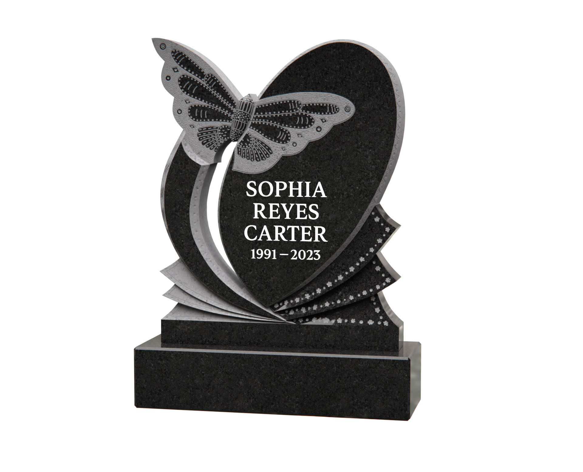 Luxury Butterfly Oval Granite Headstone