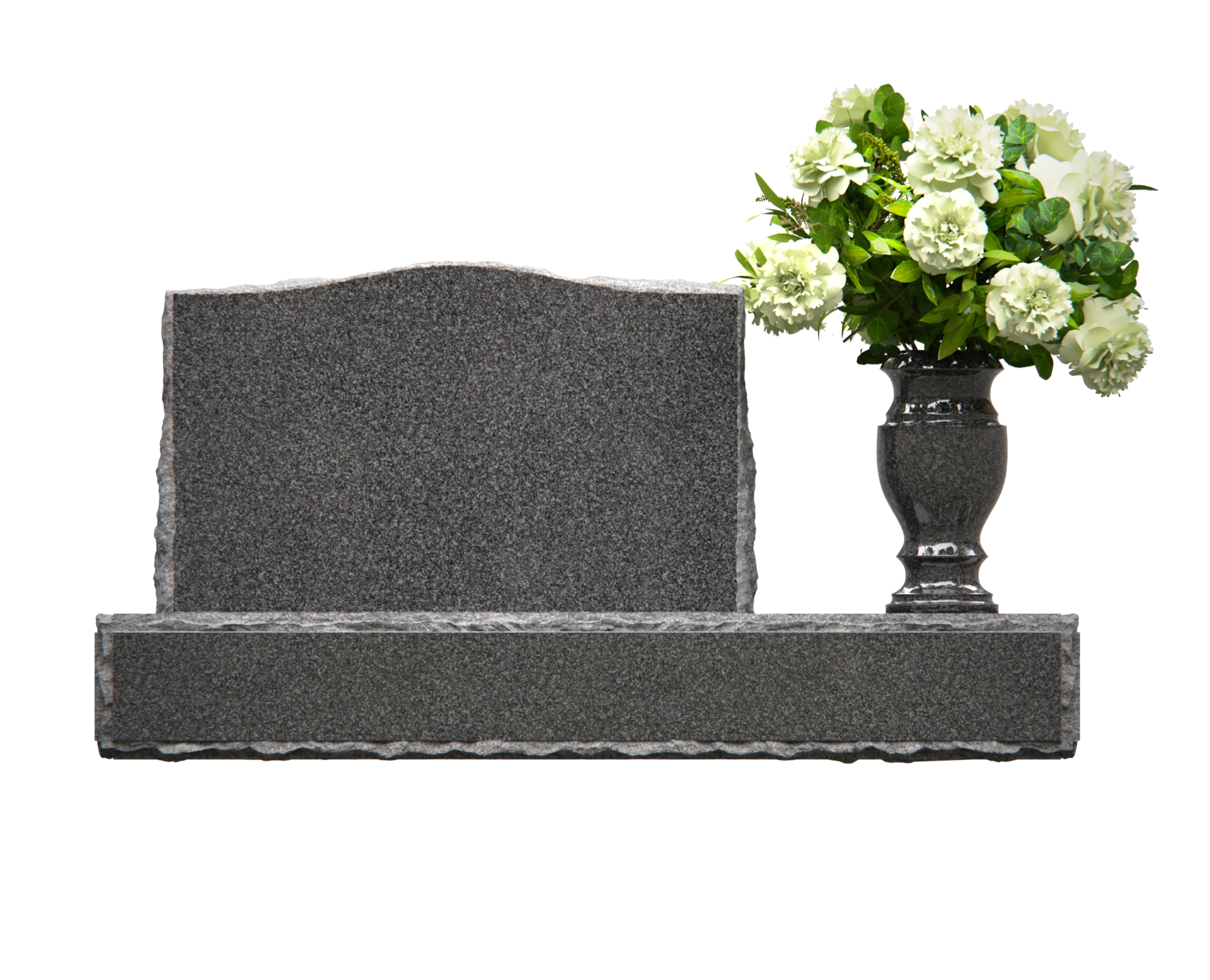 Premium Slant Granite Headstone with Hummingbird & Lily Panel & Vase view 3