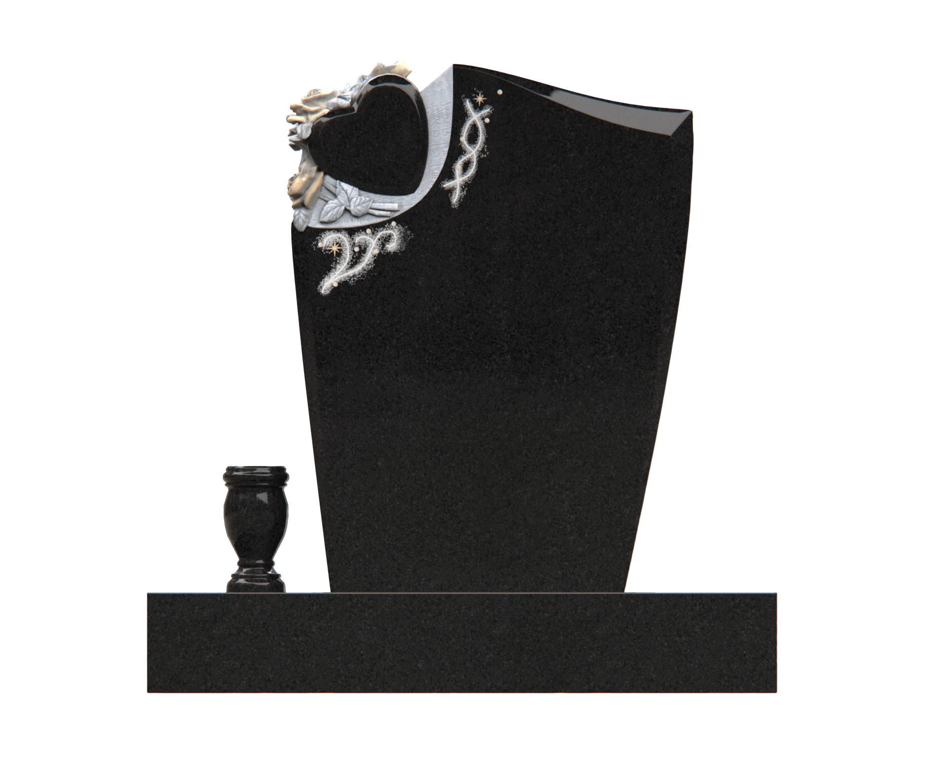 Luxury Upright Gravestone With a Carved Heart view 3