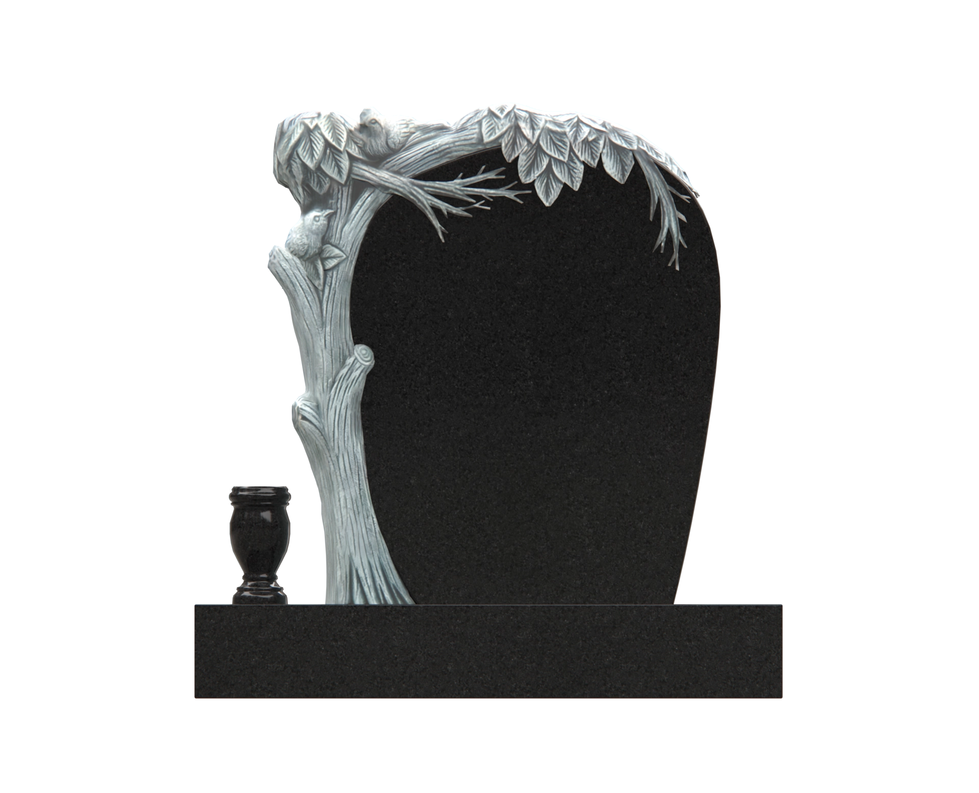 Luxury Upright Headstone with Carved Tree & Cross view 3