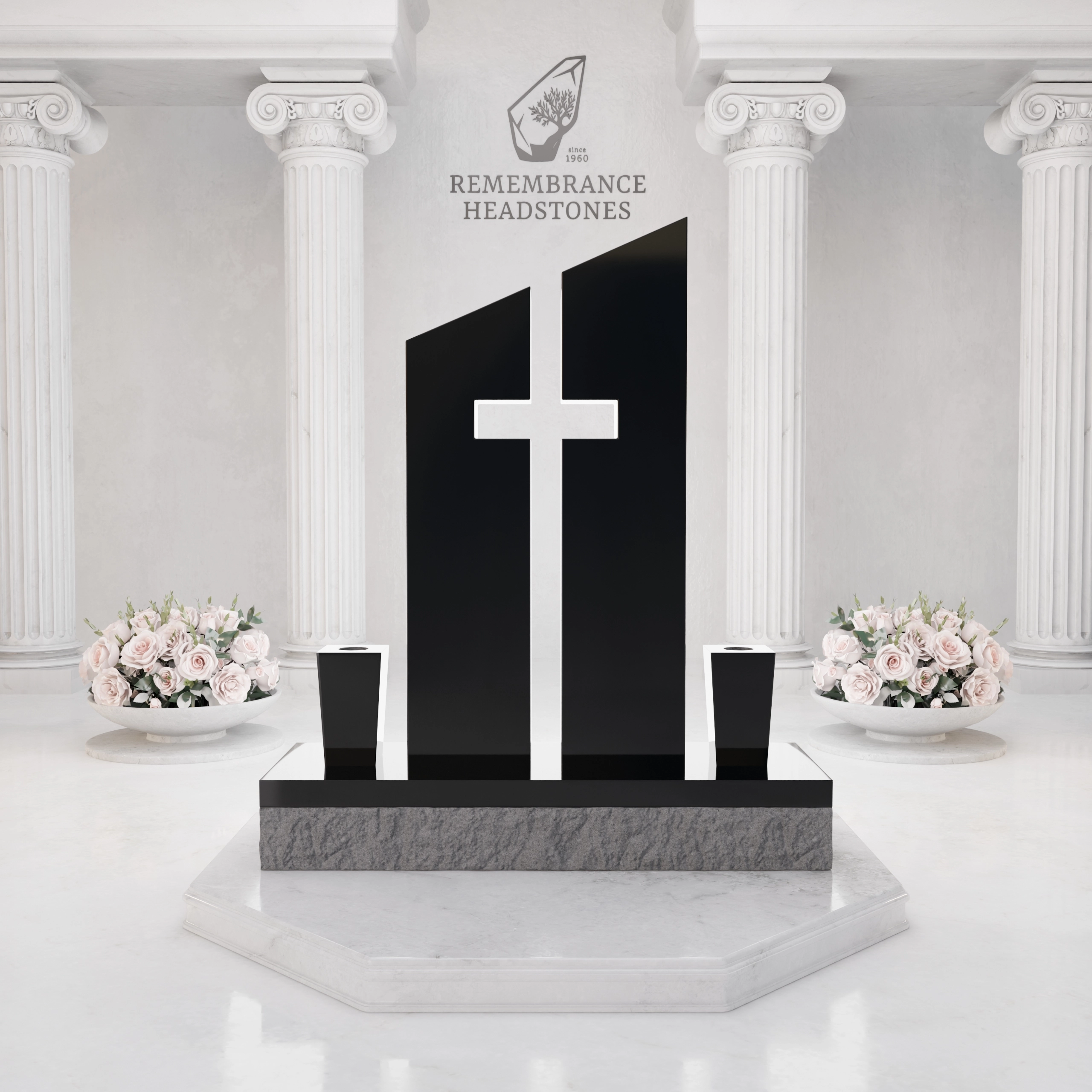 Luxury Companion Upright Headstone with Cross Cutout view 4