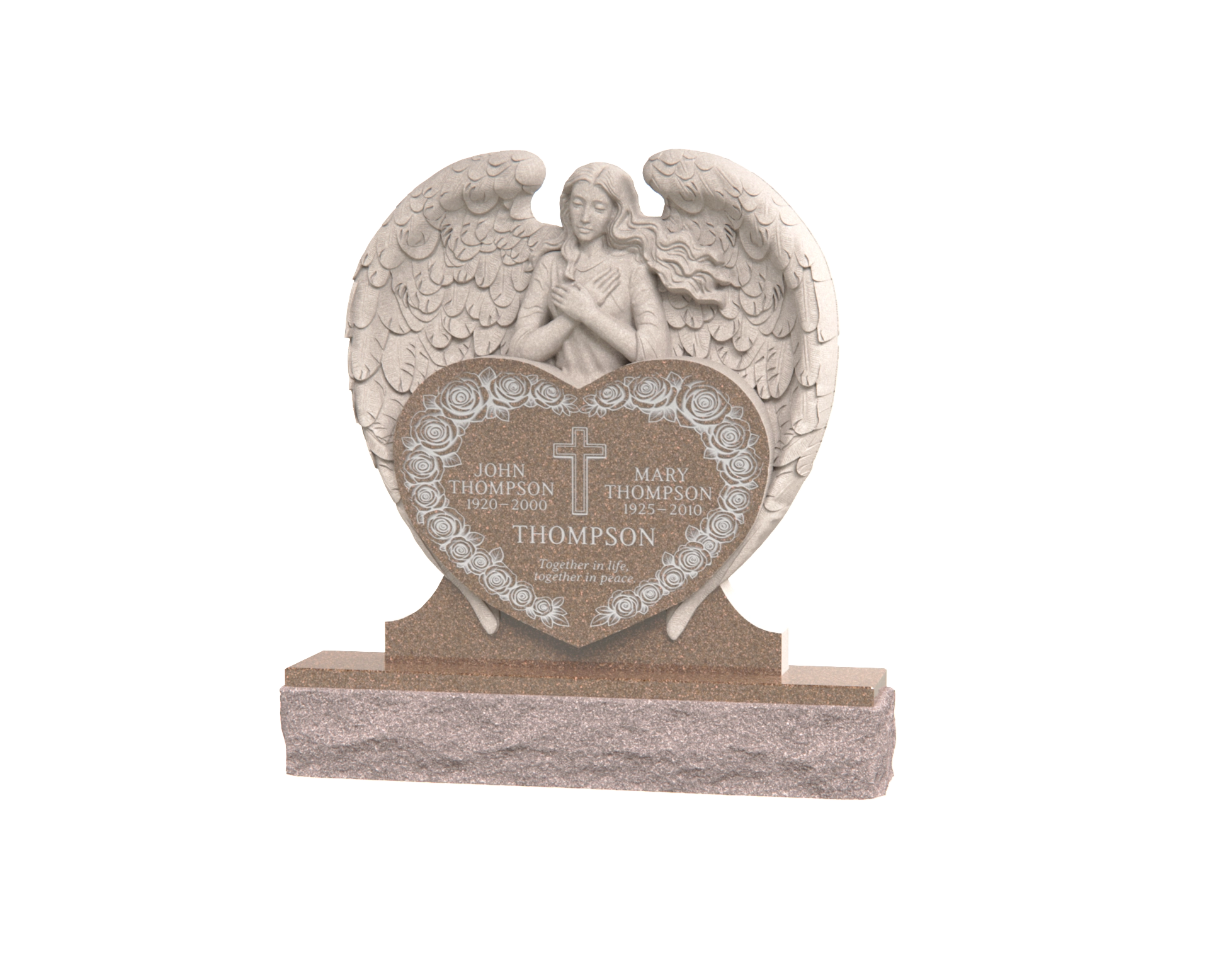 Luxury Heart-Shaped Granite Monument — Guardian Angel Companion