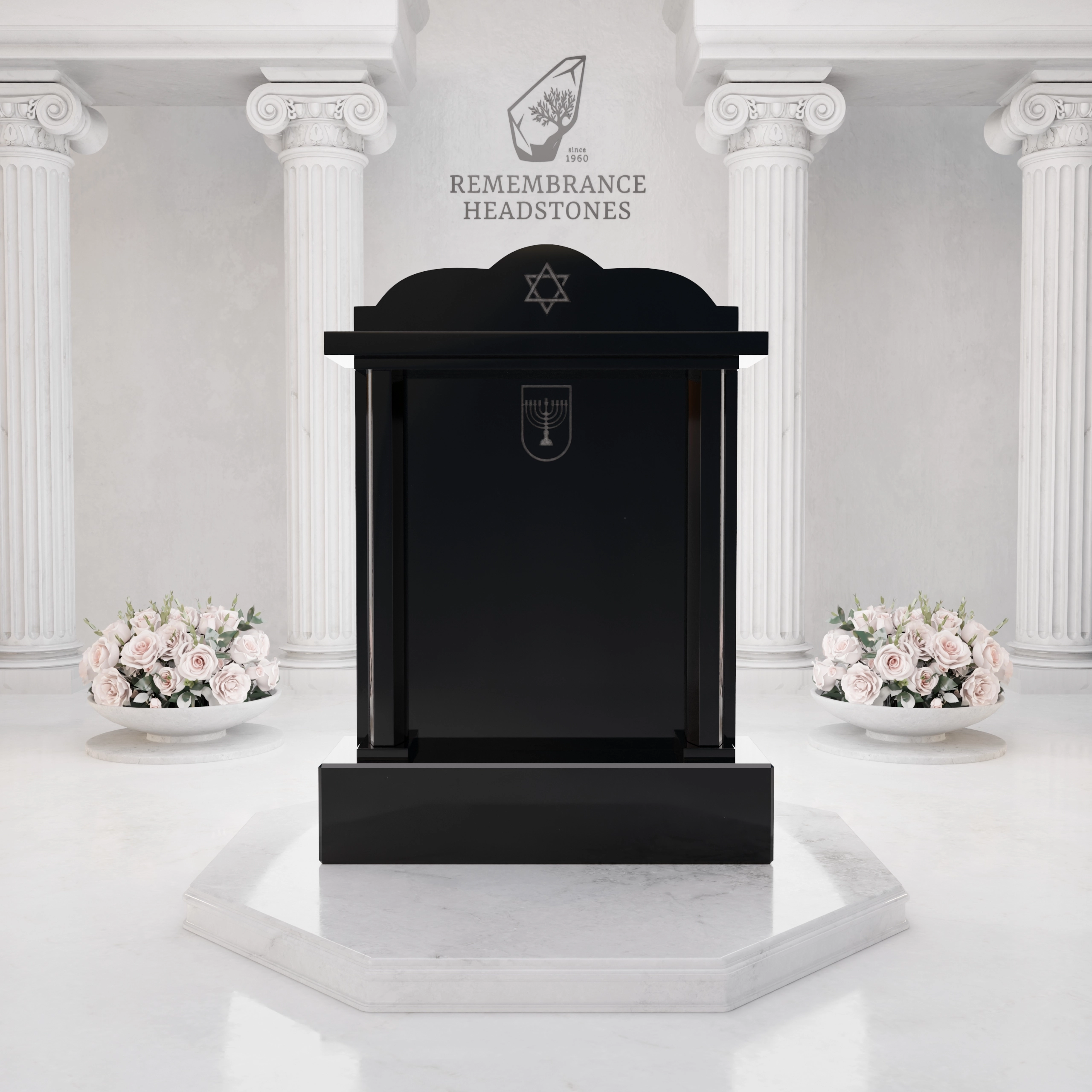 Premium Architectural Granite Headstone — Tablet with Star of David view 3