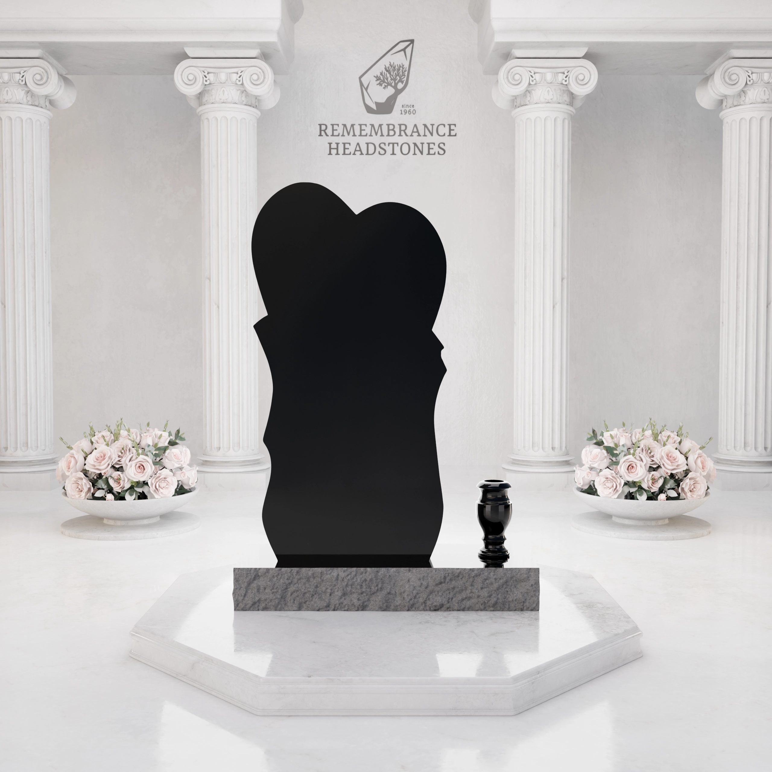 Premium Heart Shape Memorial with Flowing Ribbon & Lily Motif view 4