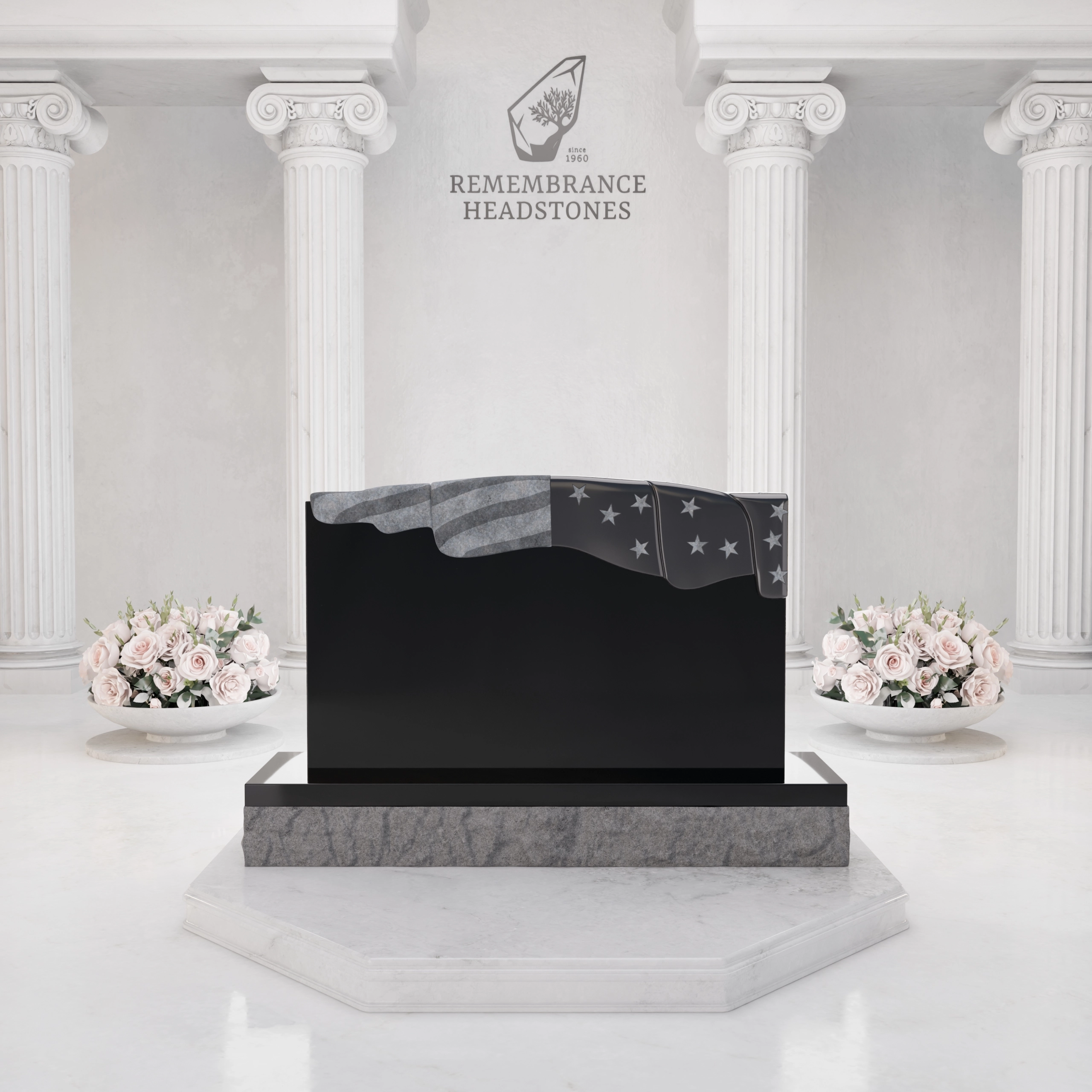 Luxury Military Granite Headstone with Patriotic Flag Design view 5