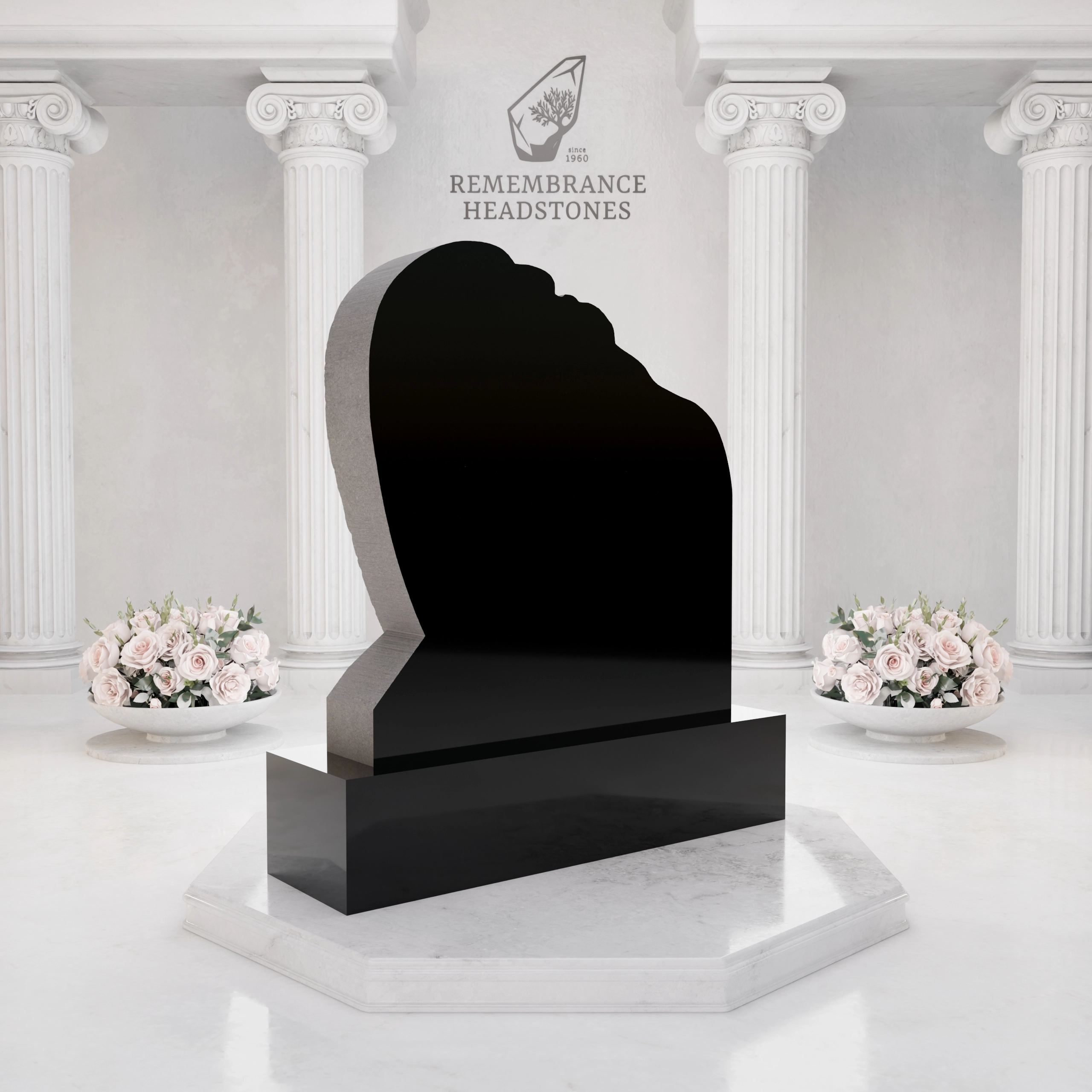 Luxury Heart-Shaped Granite Monument — Weeping Angel Relief view 4