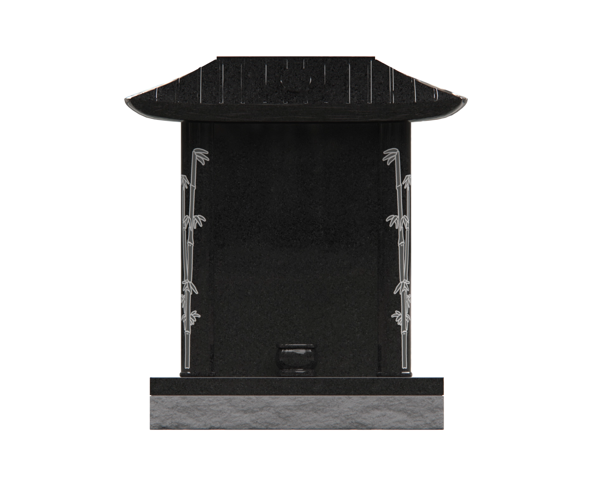 Lux Pagoda-Top Upright Granite Headstone with Crane & Bamboo view 3